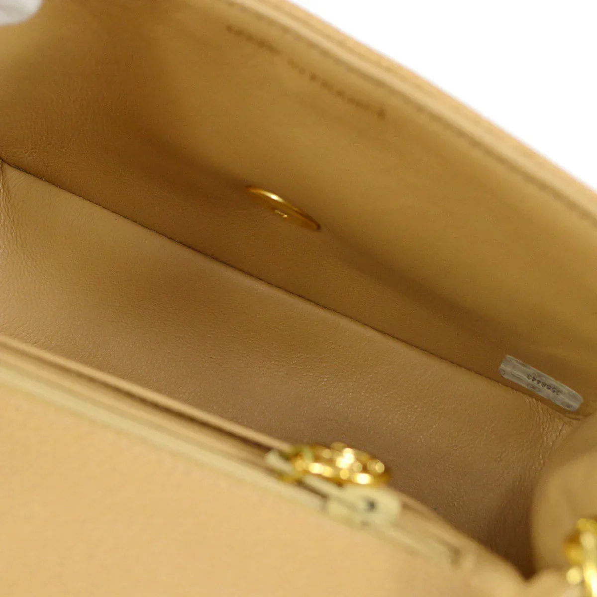Chanel * 1994-1996 Horizontal Stitch Classic Square Flap Mini 17 Beige Caviar - Image 8