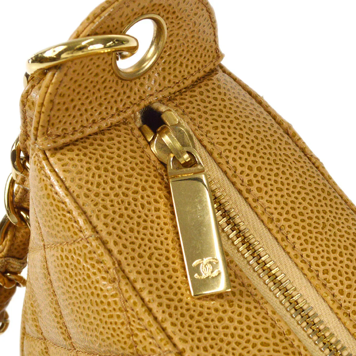 Chanel 2002-2003 Beige Caviar Hobo Bag - Image 5