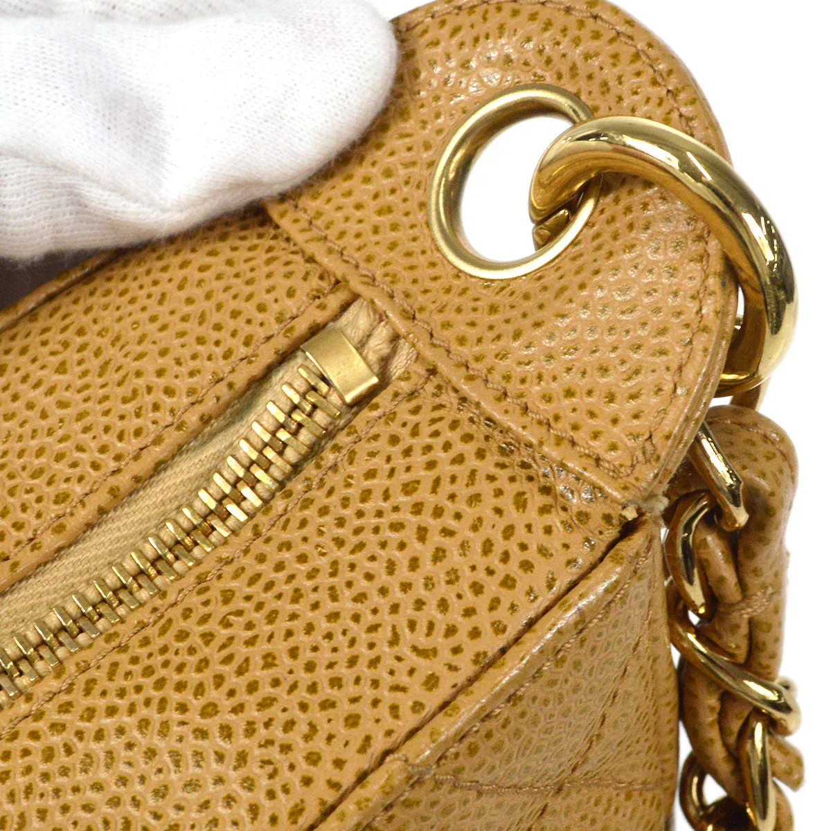 Chanel 2002-2003 Beige Caviar Hobo Bag - Image 6
