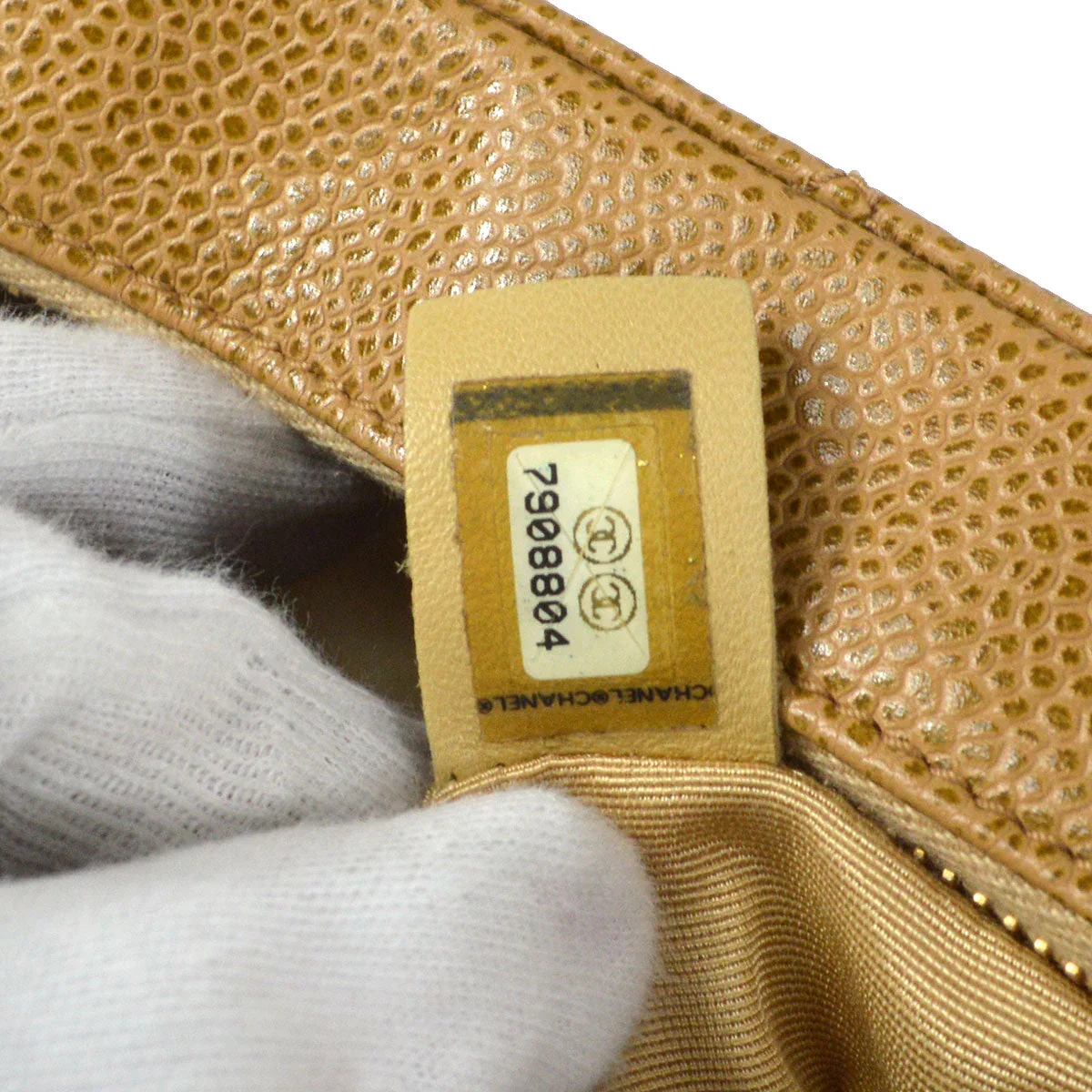 Chanel 2002-2003 Beige Caviar Hobo Bag - Image 9