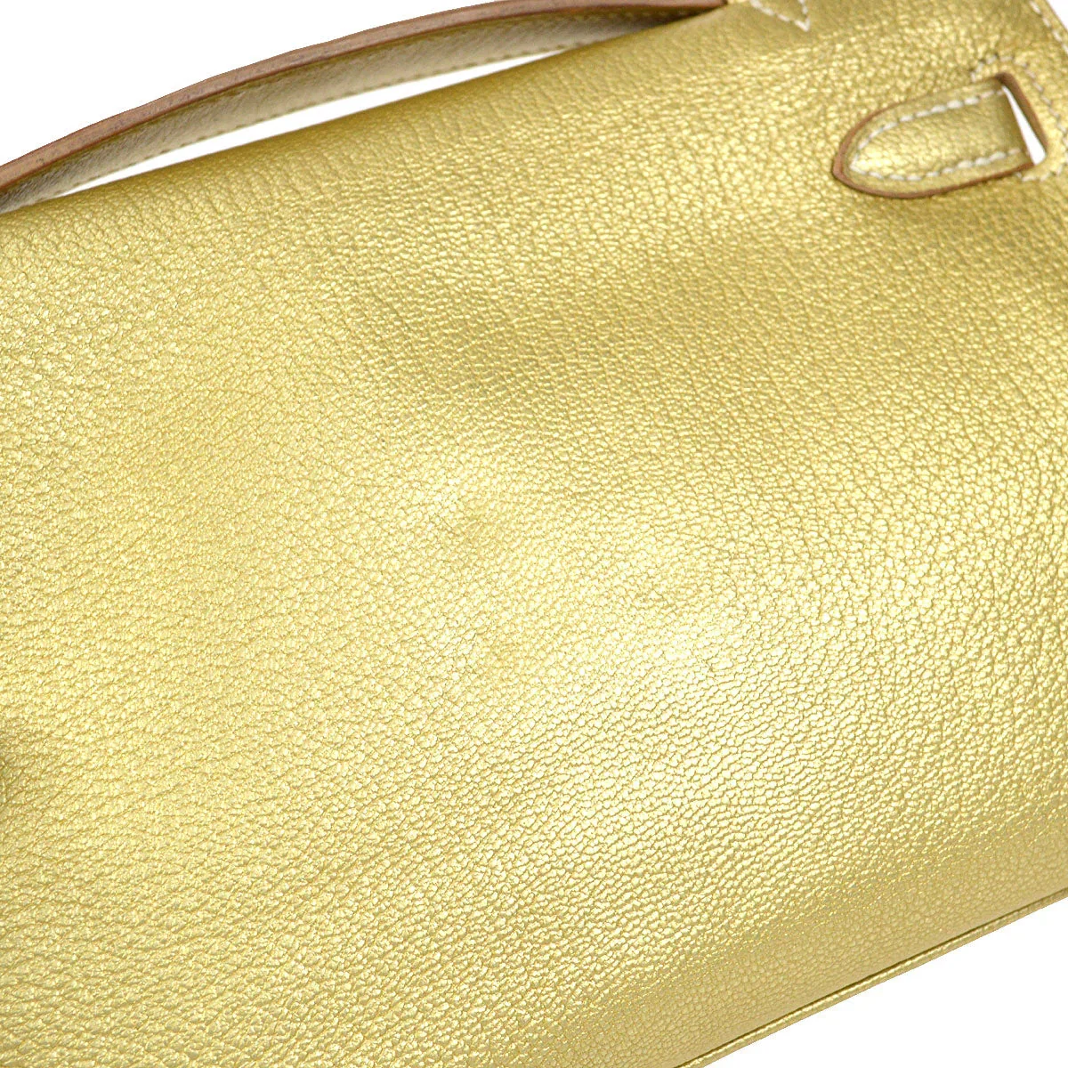 Hermes * 2005 Athens Olympic Limited Edition Kelly Pochette Metallic Gold Chevre Myzore - Image 5