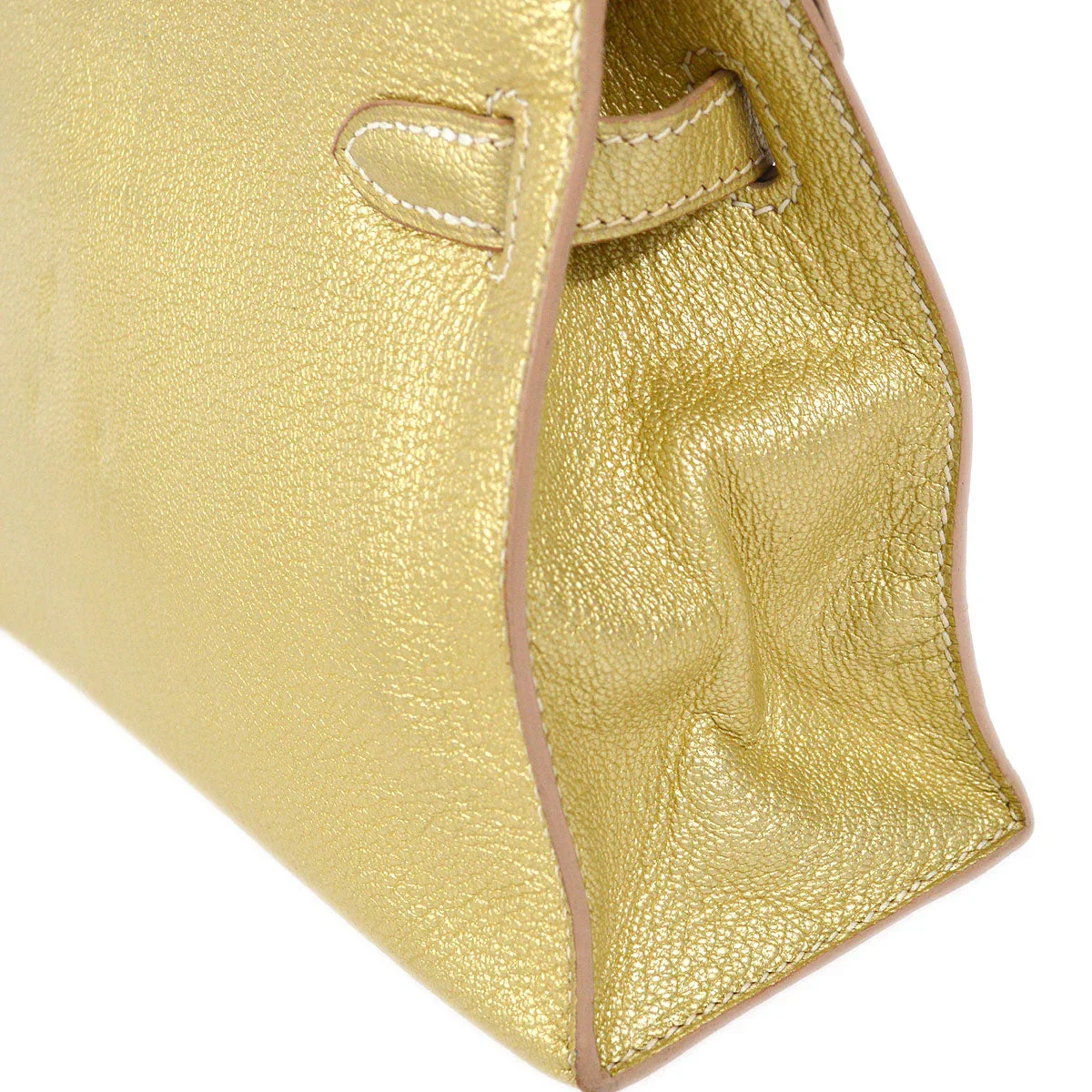 Hermes * 2005 Athens Olympic Limited Edition Kelly Pochette Metallic Gold Chevre Myzore - Image 6