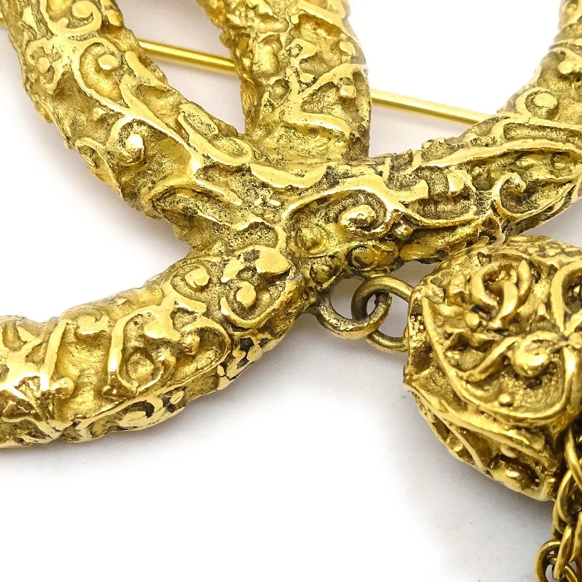 Chanel 1993 Florentine Filigree Tassel Brooch Large - Image 2