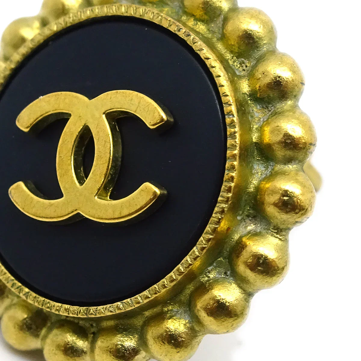 Chanel Button Earrings Clip-On Black 95P - Image 3