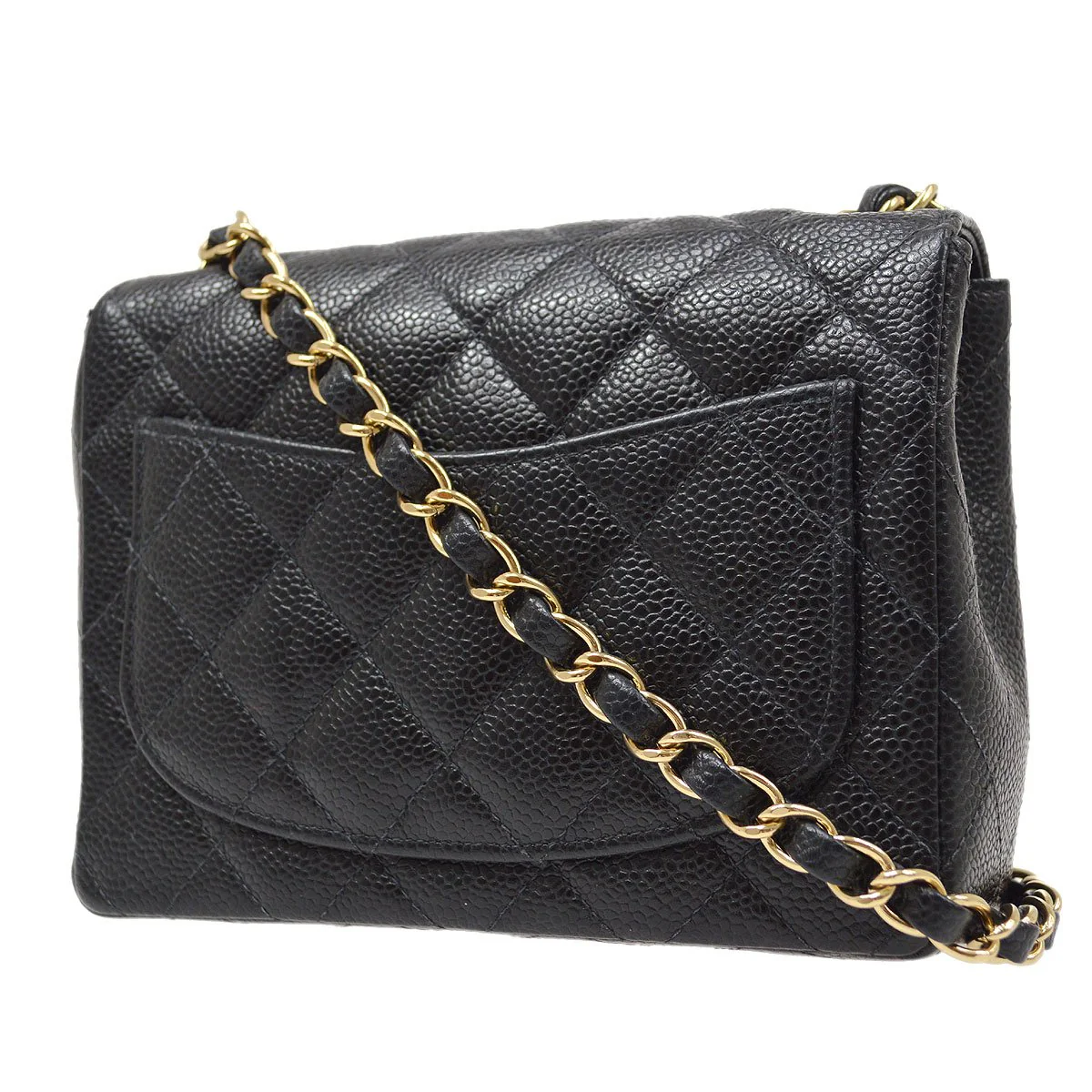 CHANEL 2003-2004 Classic Square Flap 17 Black Caviar - Image 3