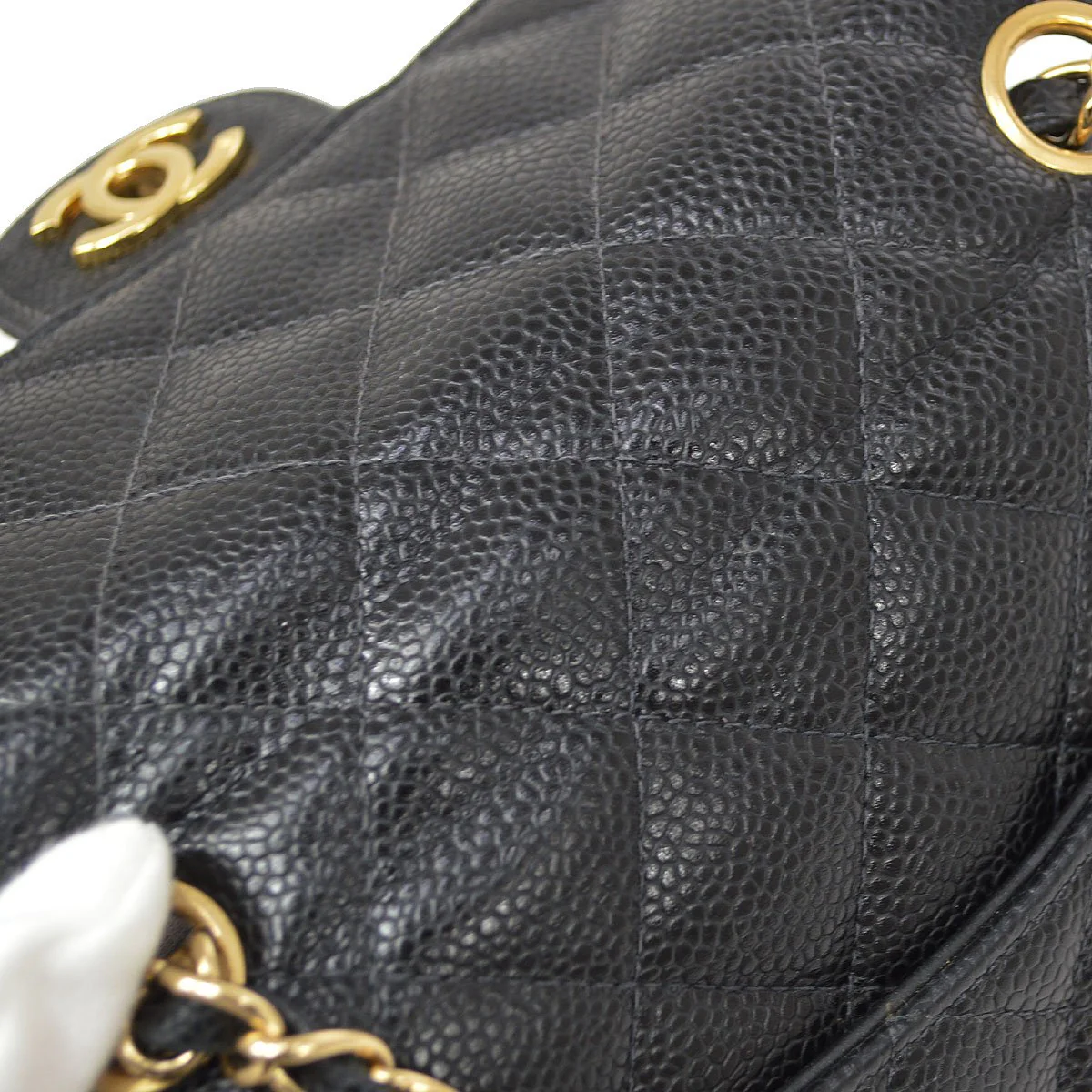 CHANEL 2003-2004 Classic Square Flap 17 Black Caviar - Image 6