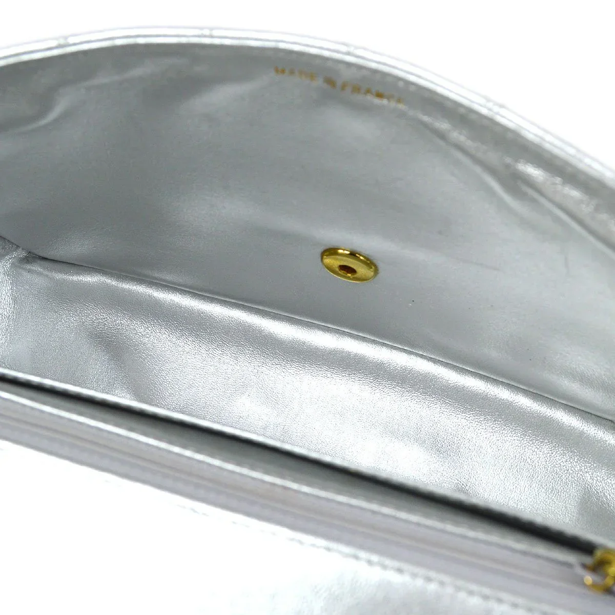 CHANEL 1994 Silver Lambskin Quilted Top Handle Bag - Image 9