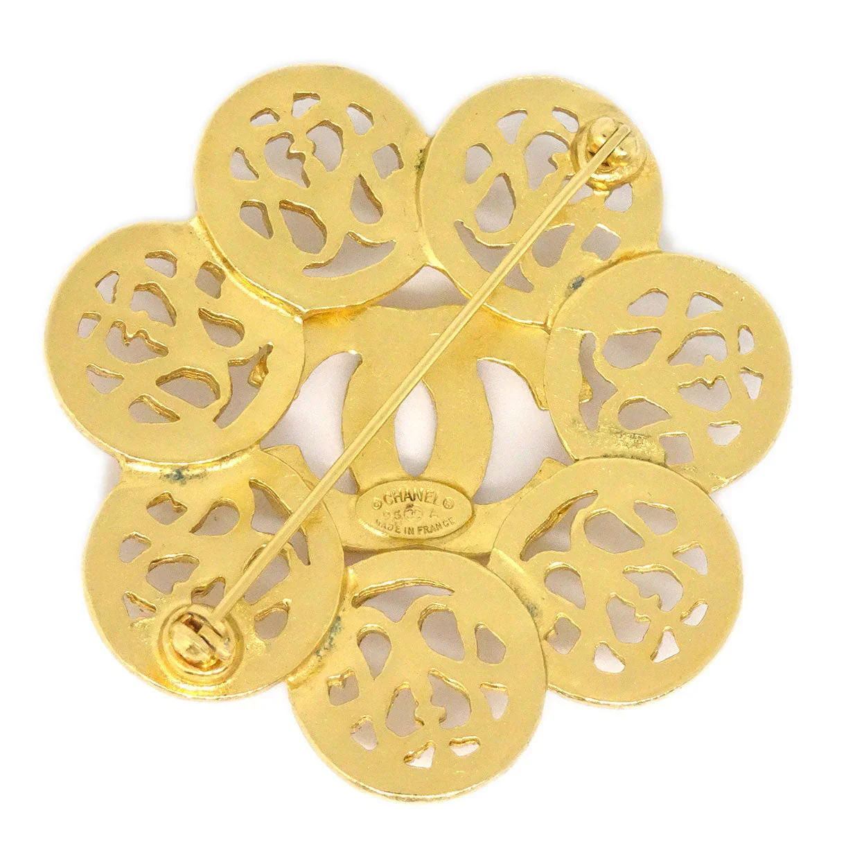 CHANEL 1995 Fretwork Paisley Floral Brooch Gold - Image 2