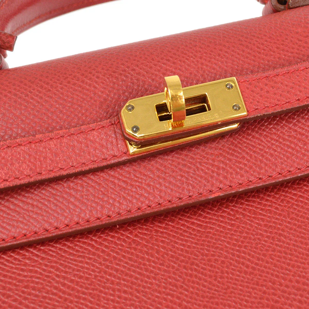 HERMES * 1999 Mini Kelly 20 SELLIER Rouge Vif Courchevel - Image 5