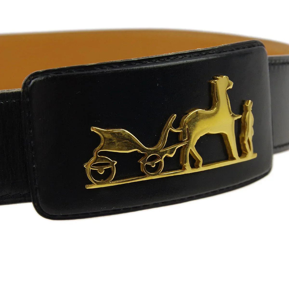 Hermes 1981 Horse Carriage Belt Black #70 Small Good - Image 4