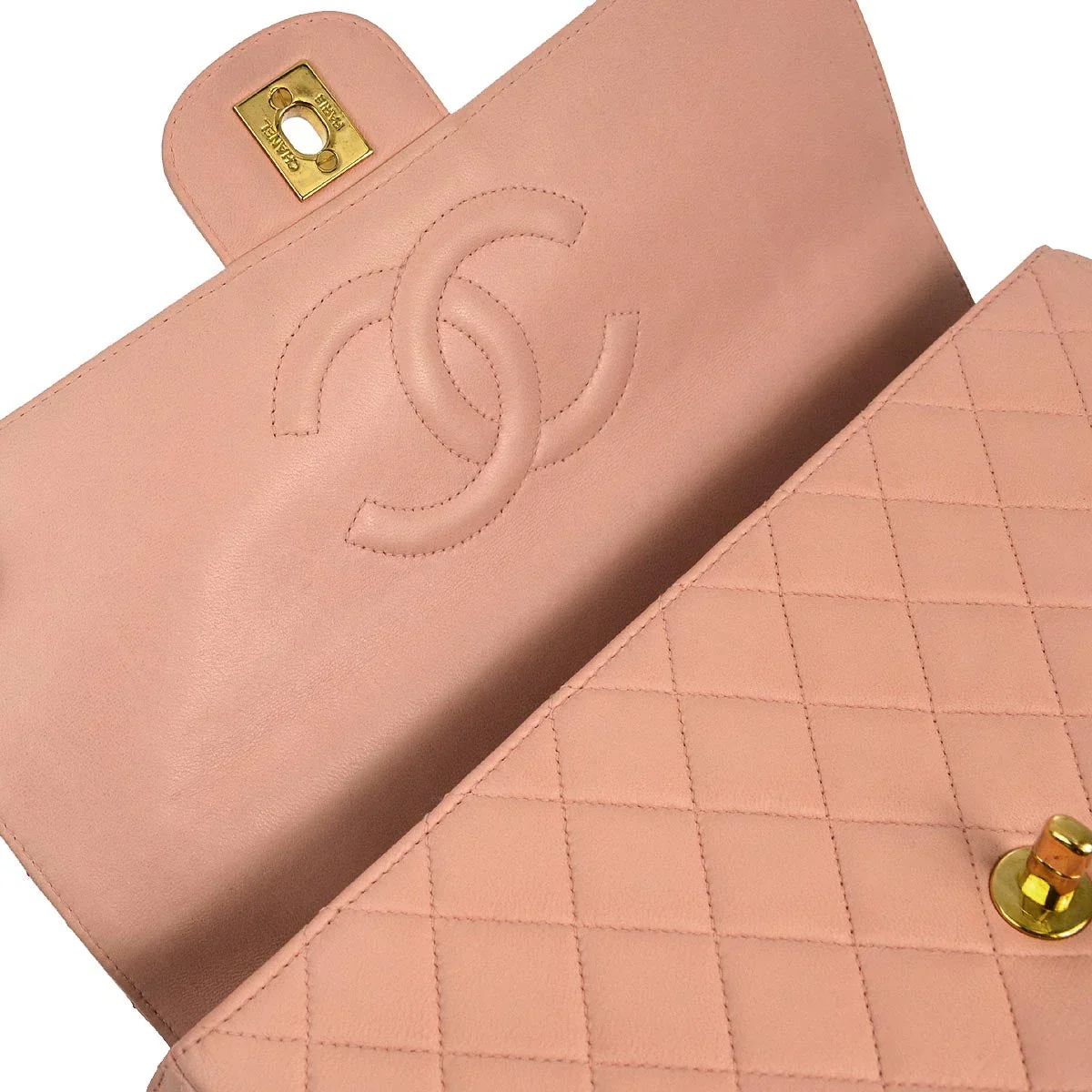 Chanel 1994-1996 Pink Lambskin Classic Single Flap 2 in 1 Handbag Set - Image 8
