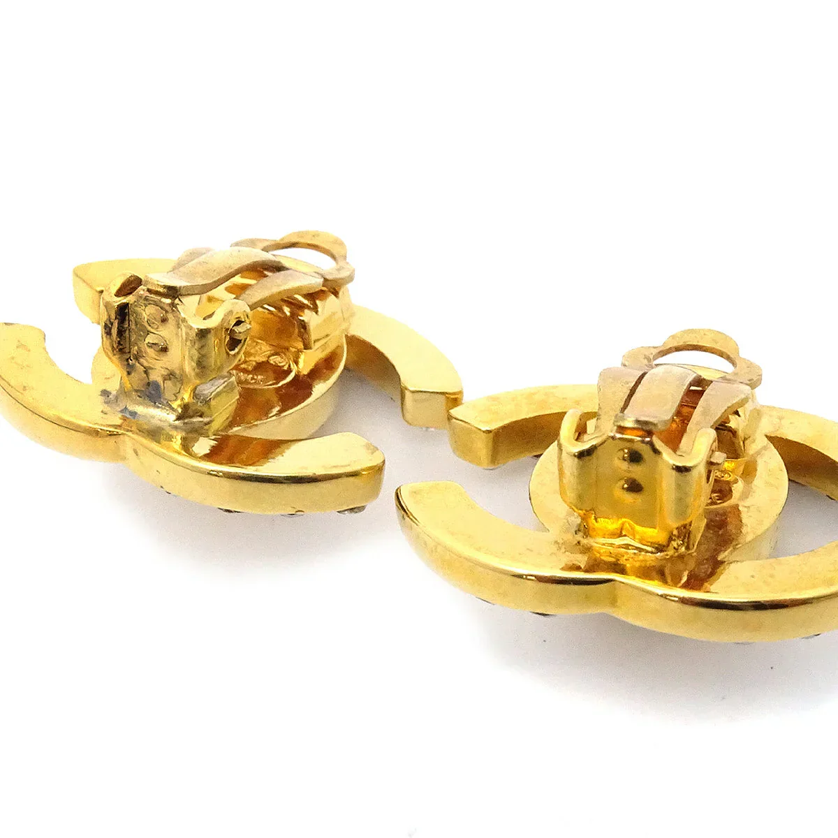 Chanel 1996 Rhinestone CC Turnlock Clip-On Earrings Small - Image 2