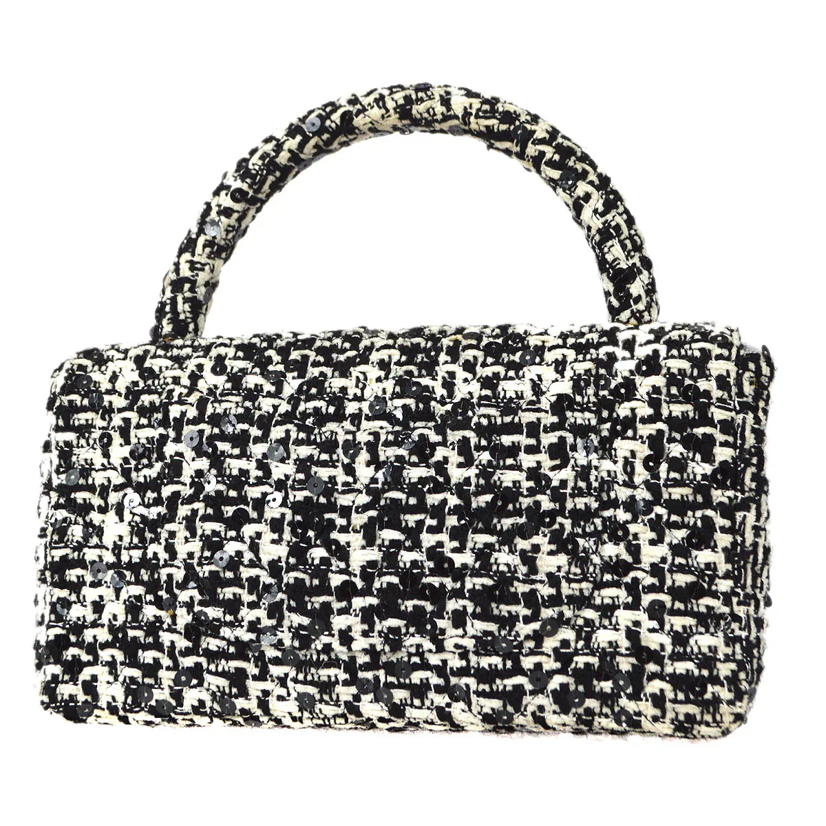 Chanel * 1994-1996 Handbag Black Tweed Sequin - Image 2