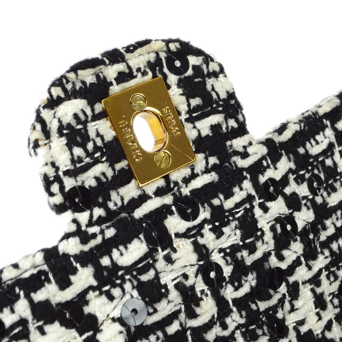 Chanel * 1994-1996 Handbag Black Tweed Sequin - Image 7