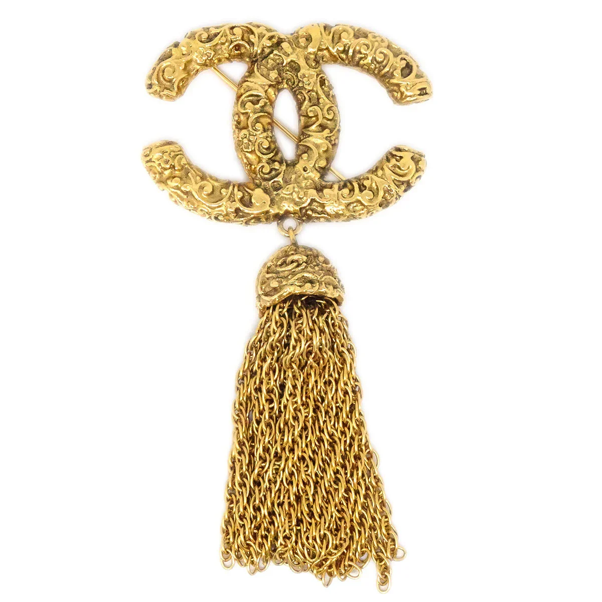 Chanel 1993 Florentine Filigree Tassel Brooch Small