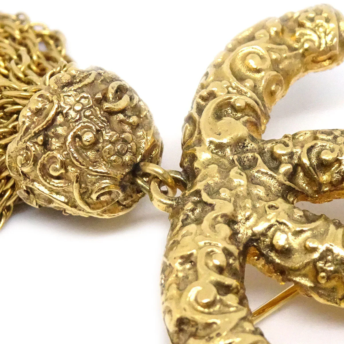 Chanel 1993 Florentine Filigree Tassel Brooch Small - Image 3