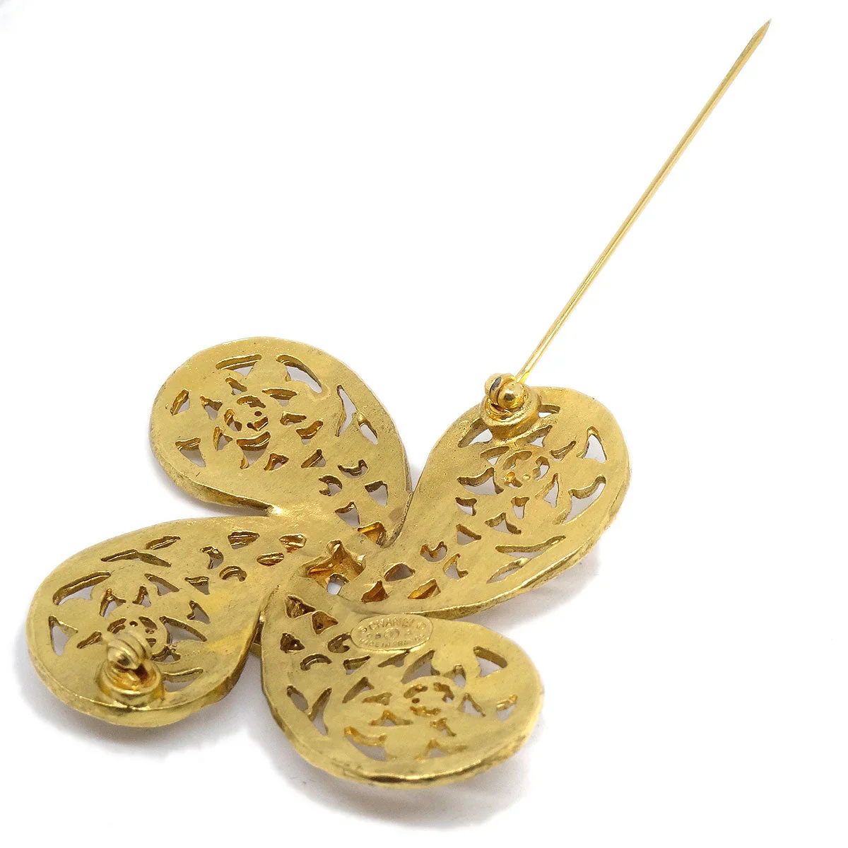 CHANEL 1995 Fretwork Paisley Brooch Gold - Image 4