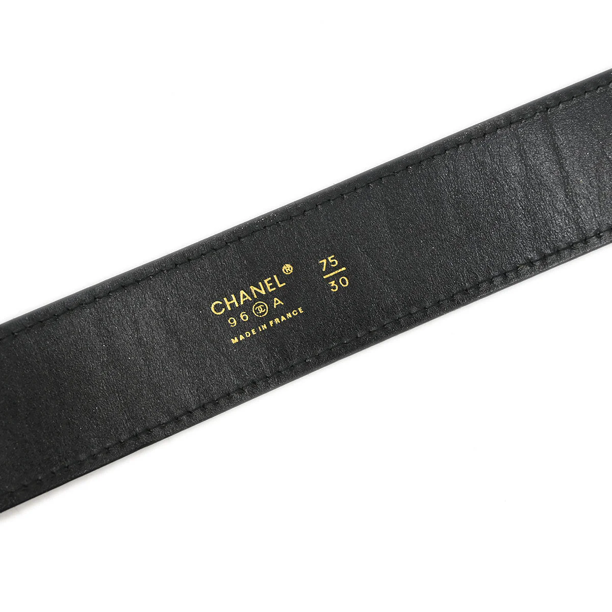Chanel Belt Black Gold 75/30 96A Small Good - Image 5