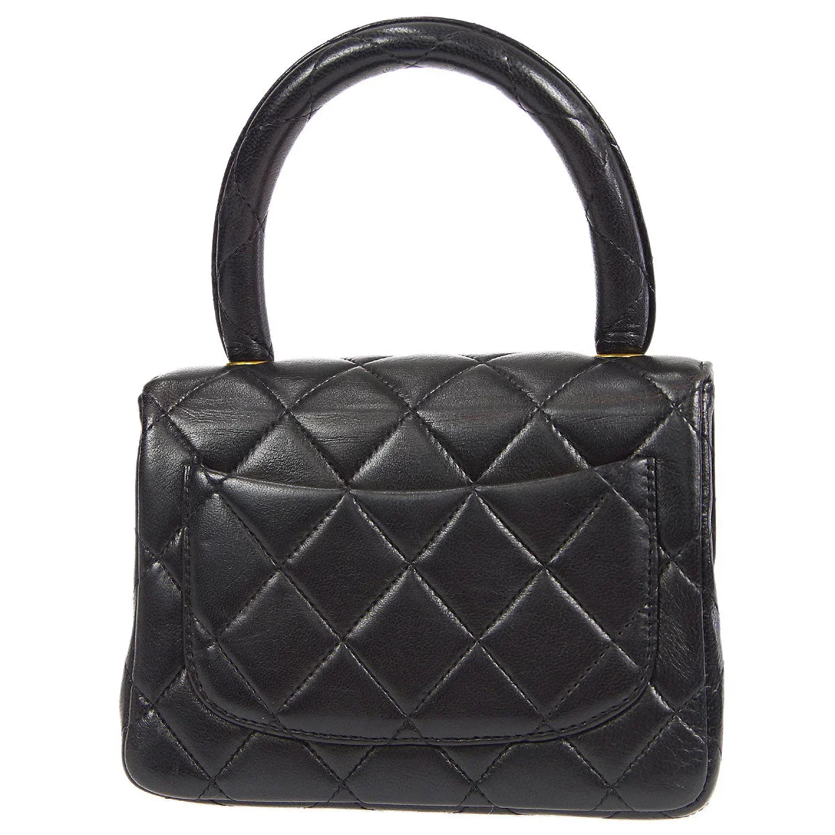 Chanel 1994 Black Lambskin Micro Classic Flap Handbag - Image 2