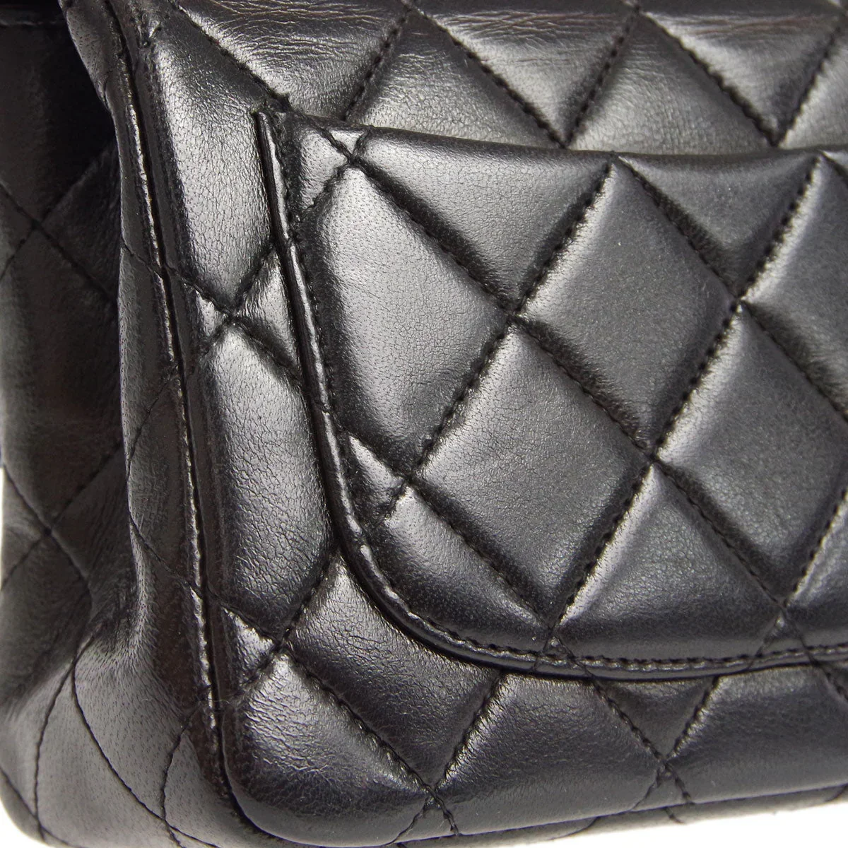 Chanel 1994 Black Lambskin Micro Classic Flap Handbag - Image 4
