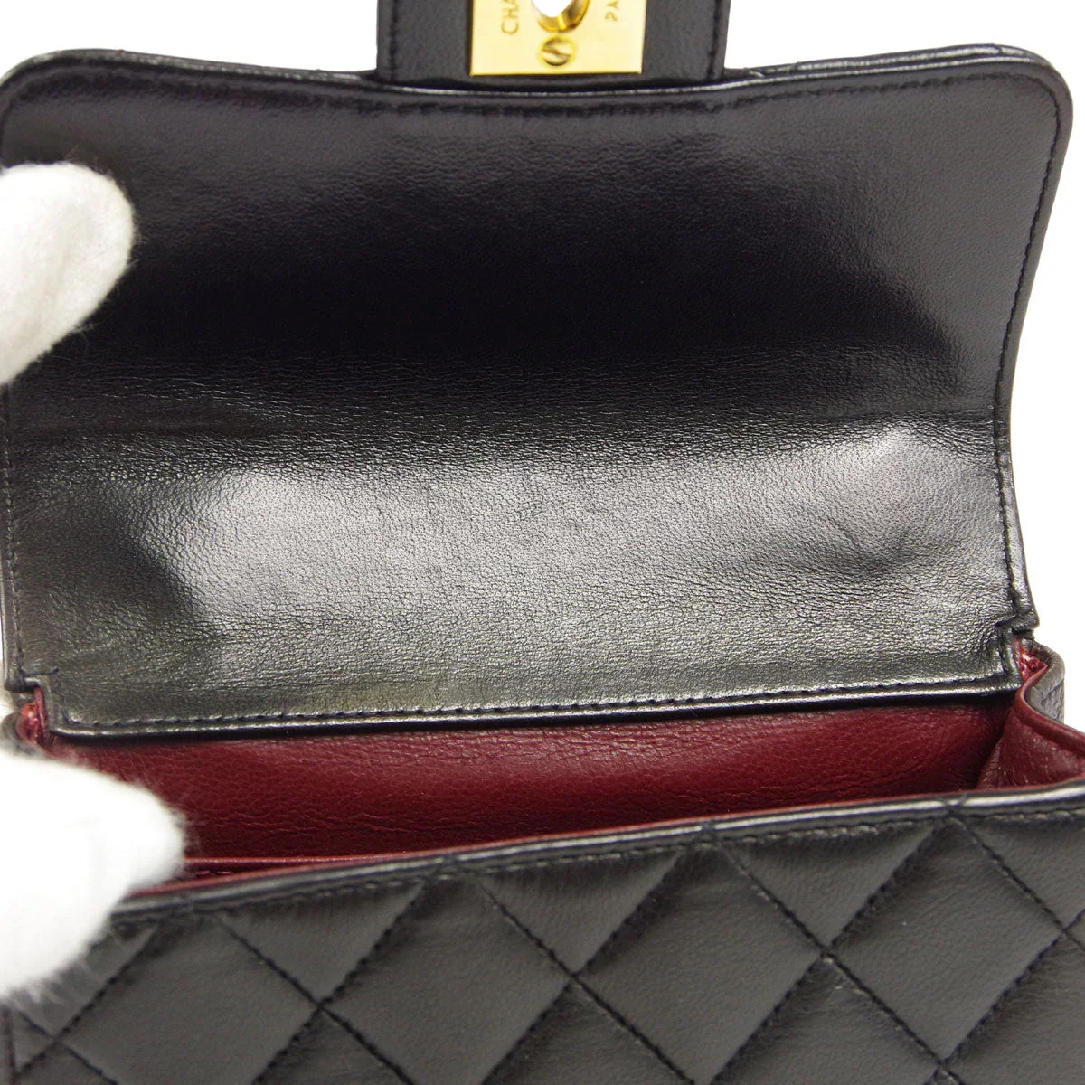 Chanel 1994 Black Lambskin Micro Classic Flap Handbag - Image 6