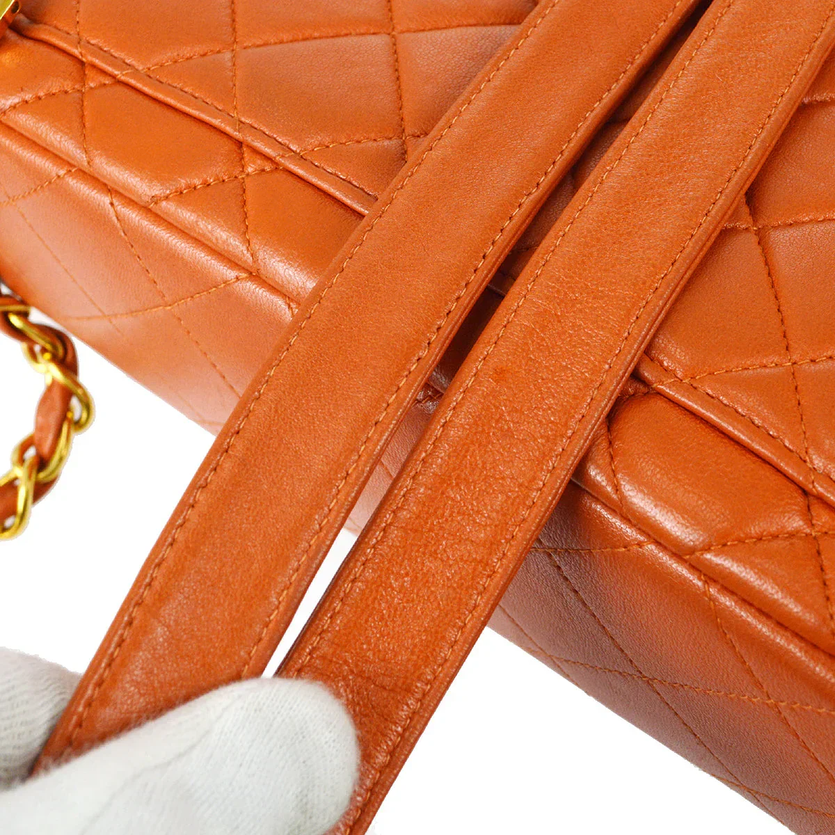 Chanel 1996-1997 Classic Flap Chain Backpack Orange Lambskin - Image 3