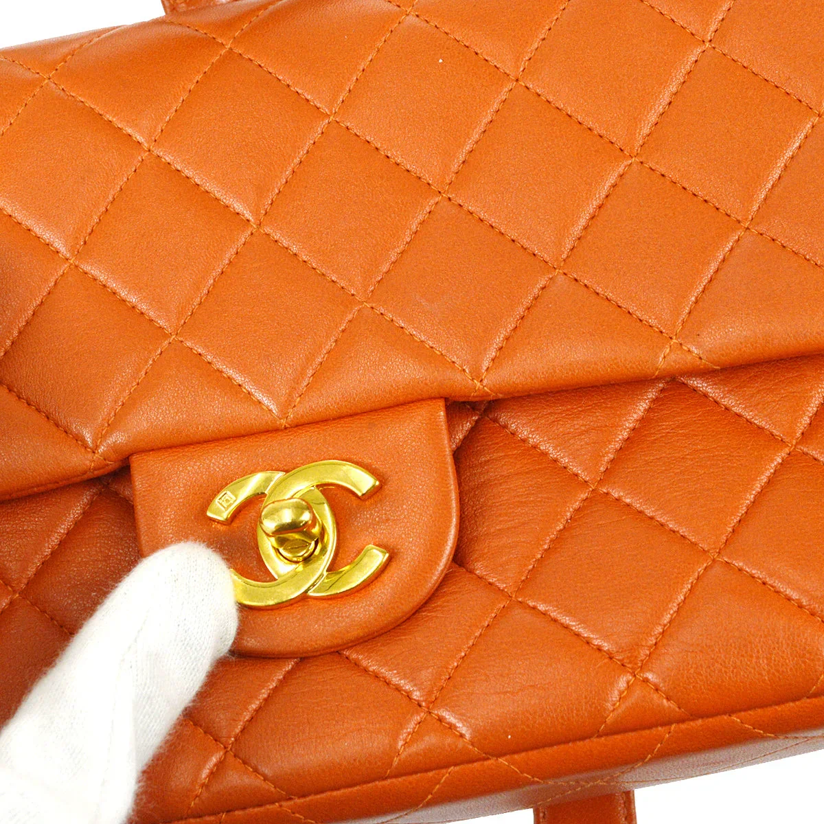 Chanel 1996-1997 Classic Flap Chain Backpack Orange Lambskin - Image 7