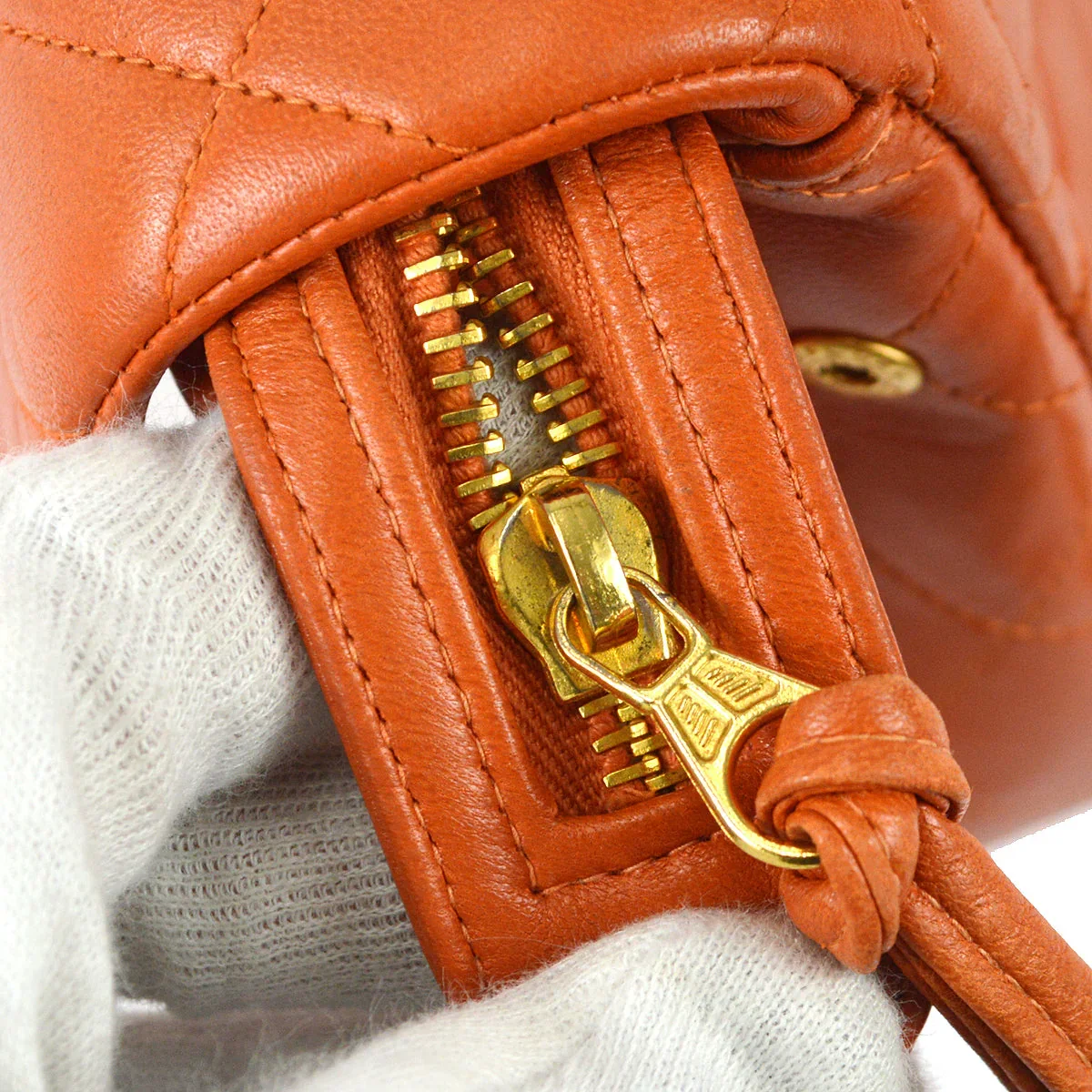 Chanel 1996-1997 Classic Flap Chain Backpack Orange Lambskin - Image 8
