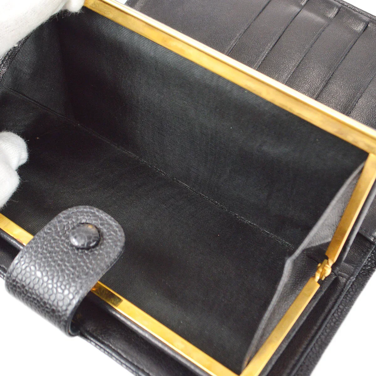 Chanel 1996-1997 Timeless Long Wallet Black Caviar - Image 6