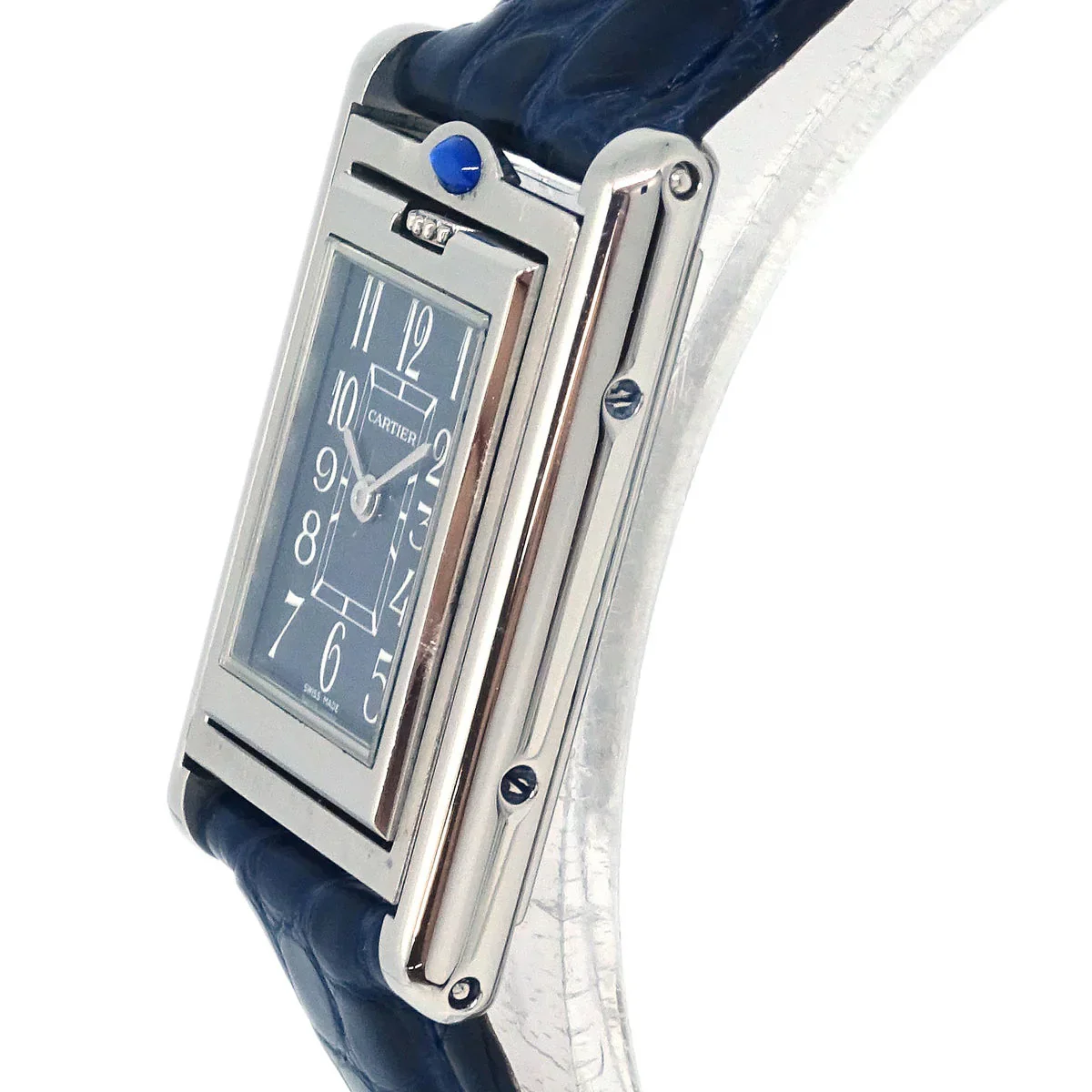 Cartier * Tank Basculante SM Ref.2386 Quartz Watch SS Navy - Image 6