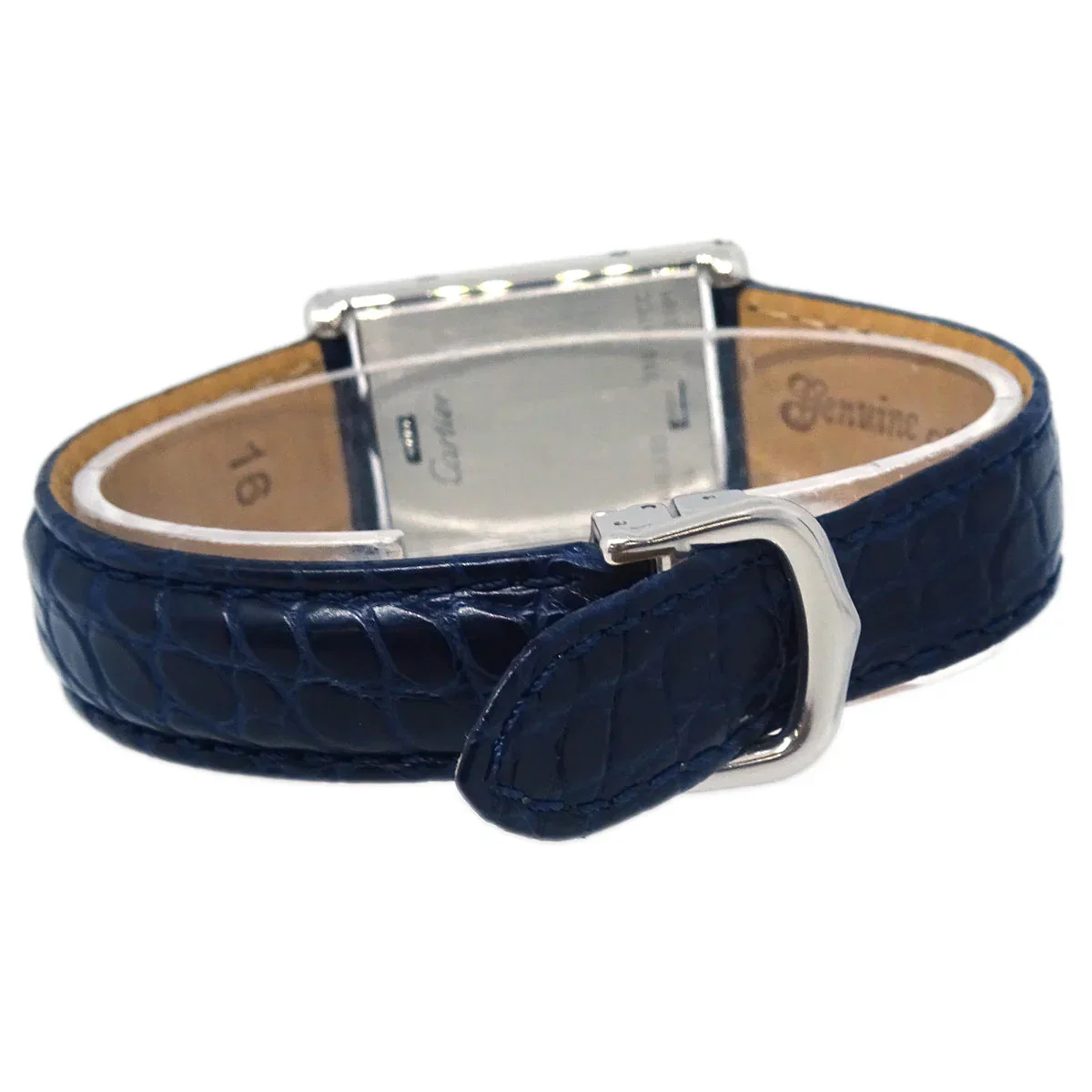 Cartier * Tank Basculante SM Ref.2386 Quartz Watch SS Navy - Image 7