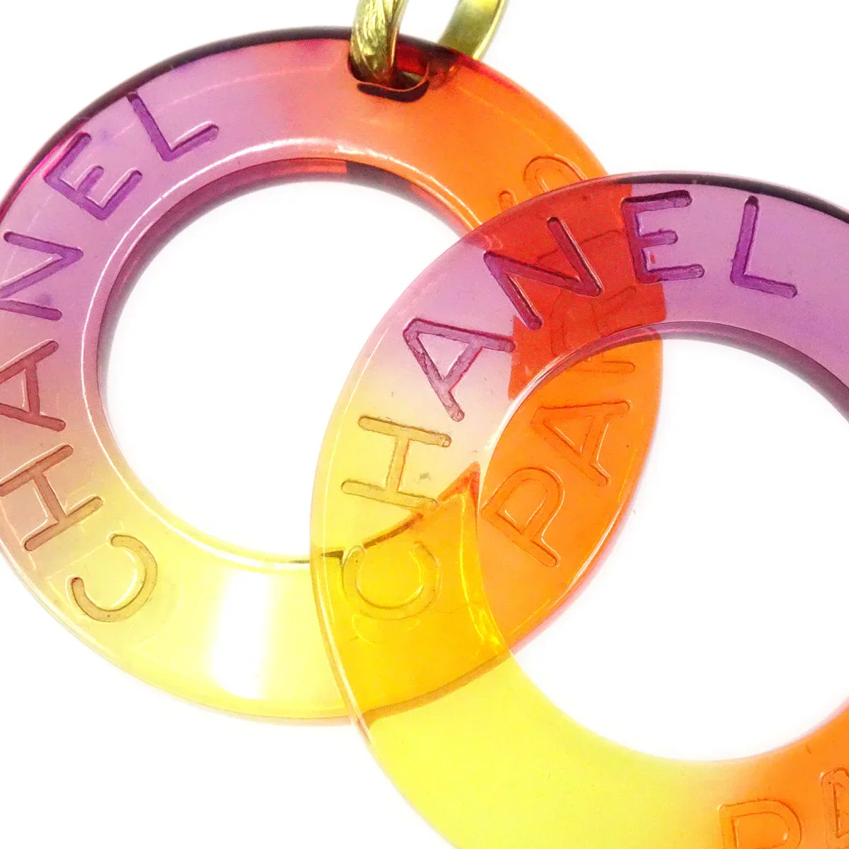 Chanel * 1995 Logo Hoop Earrings Gold Clip-On - Image 3