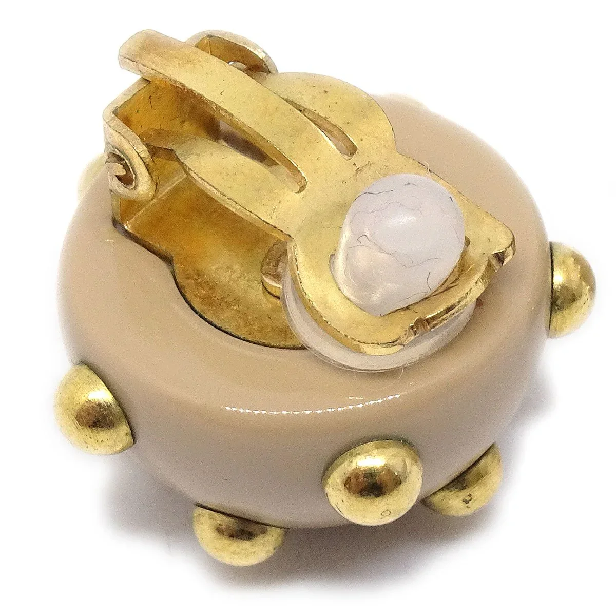 CHANEL 2000 Studded Earrings Beige Gold Clip-On - Image 3