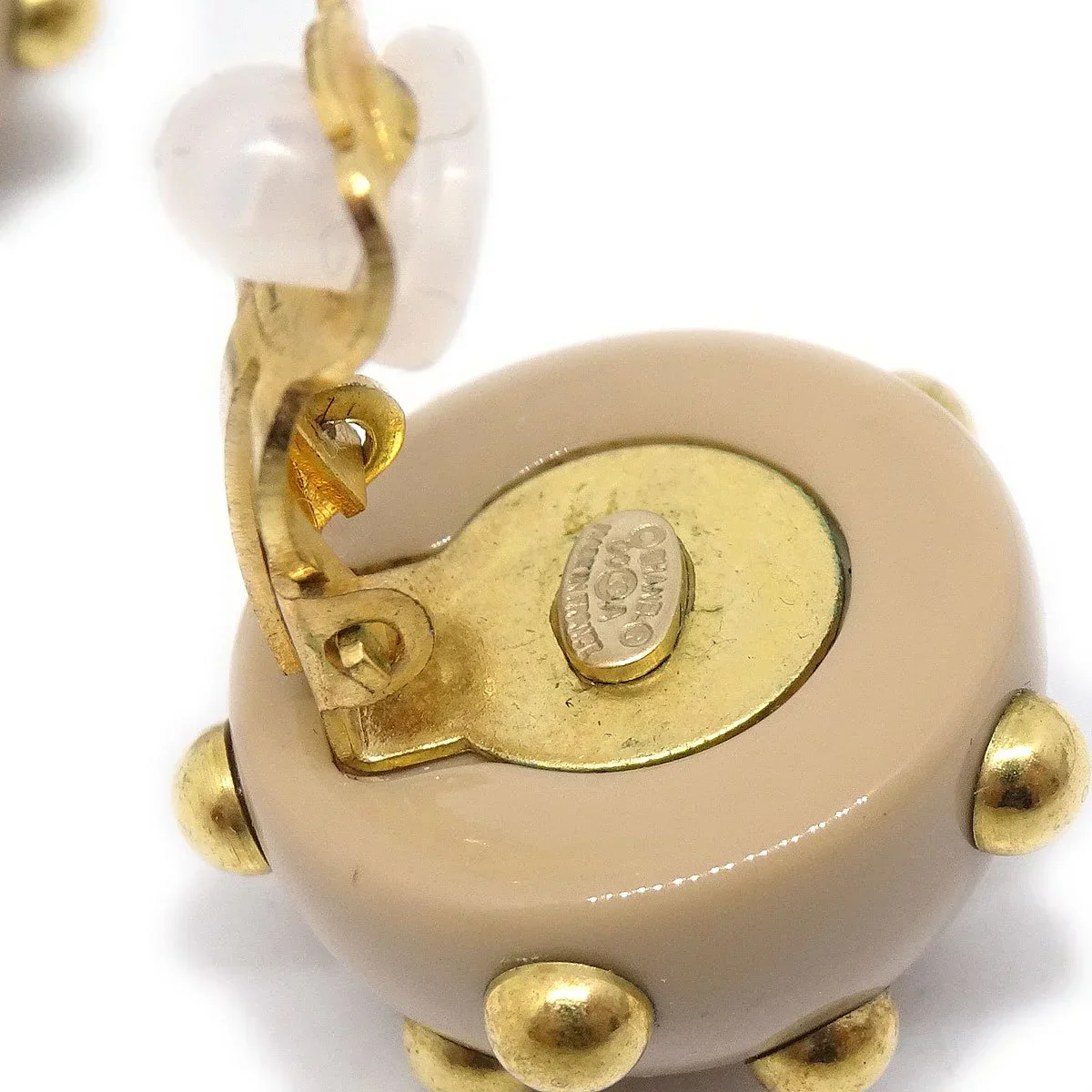CHANEL 2000 Studded Earrings Beige Gold Clip-On - Image 4