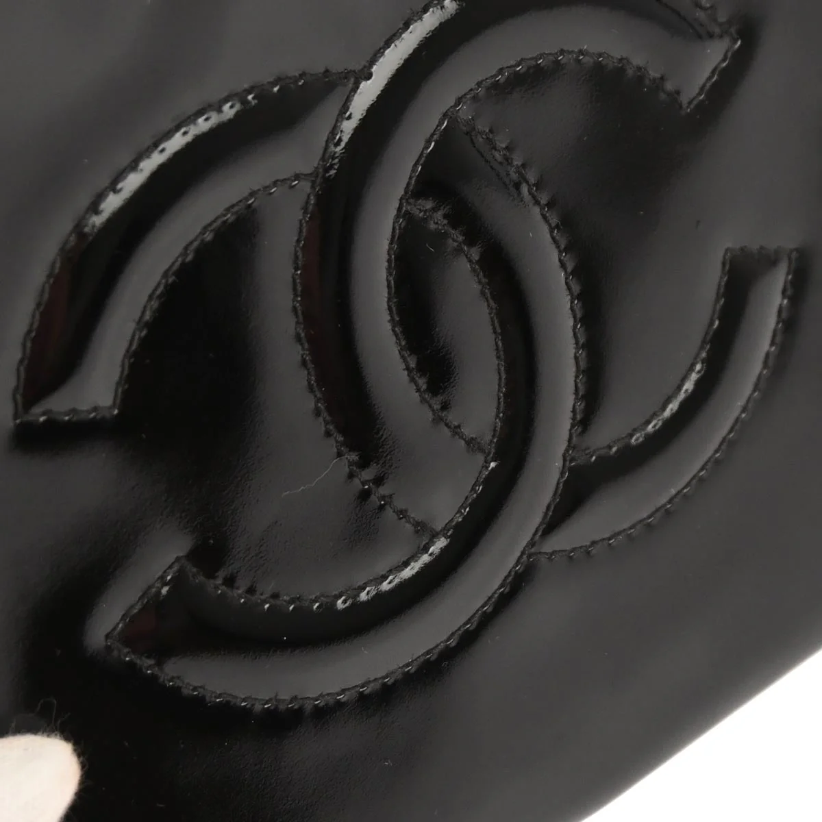 Chanel 1996-1997 Black Patent Leather Vanity 2way Shoulder Handbag - Image 3