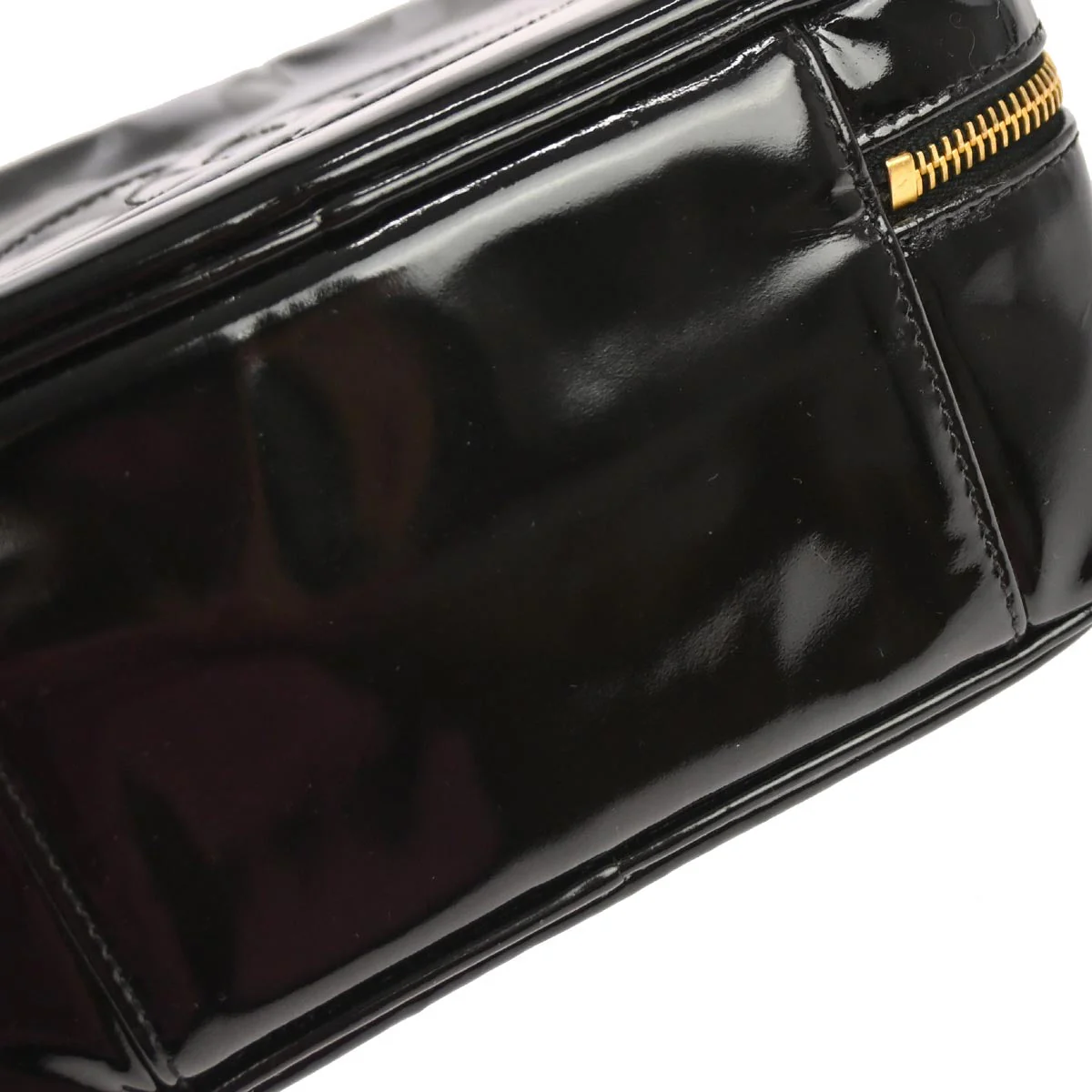 Chanel 1996-1997 Black Patent Leather Vanity 2way Shoulder Handbag - Image 6