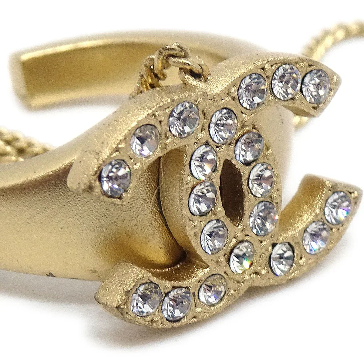 CHANEL 2001 Cruise Crystal & Gold CC Ring #52 and Logo Bangle Set - Image 3