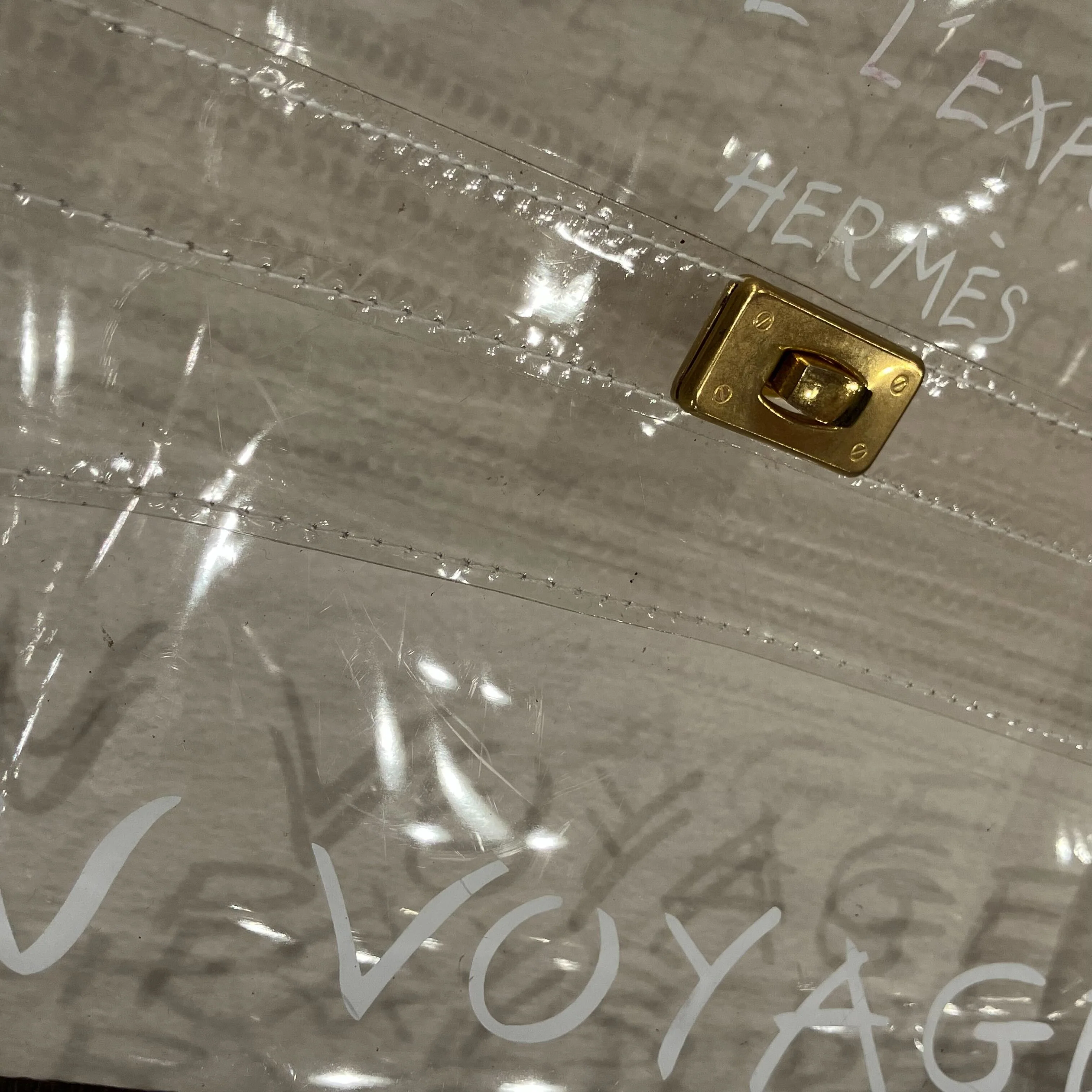 Hermes Clear PVC Kelly Beach Handbag - Image 14