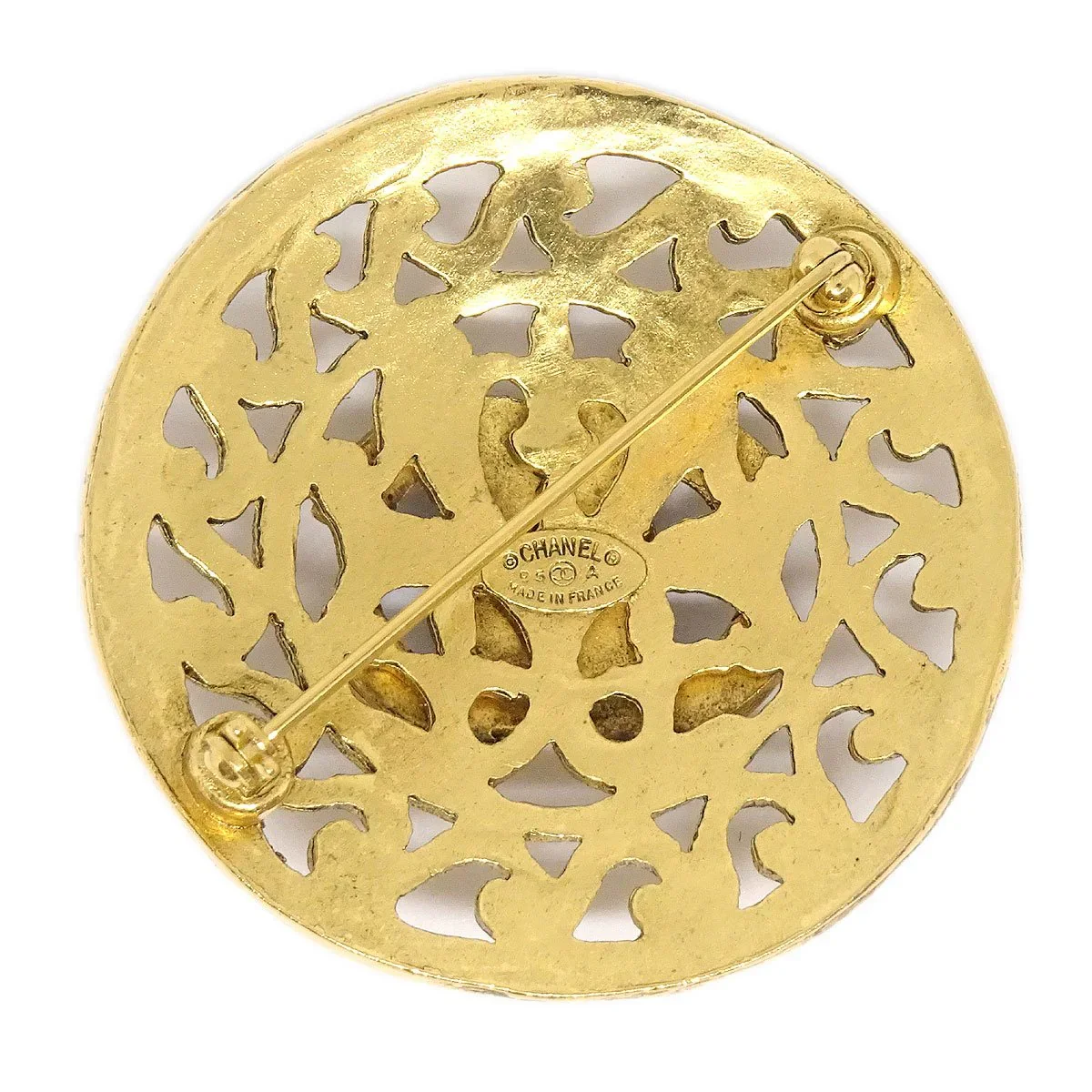 CHANEL 1995 Fretwork Paisley Brooch Gold - Image 2