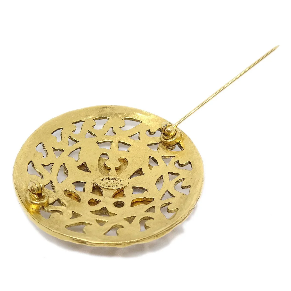 CHANEL 1995 Fretwork Paisley Brooch Gold - Image 3