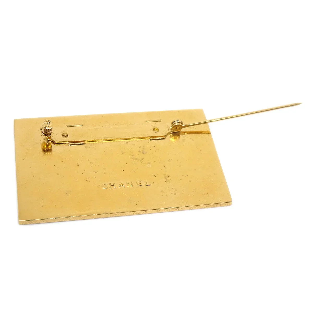 CHANEL Plate Brooch Pin Corsage Gold - Image 4