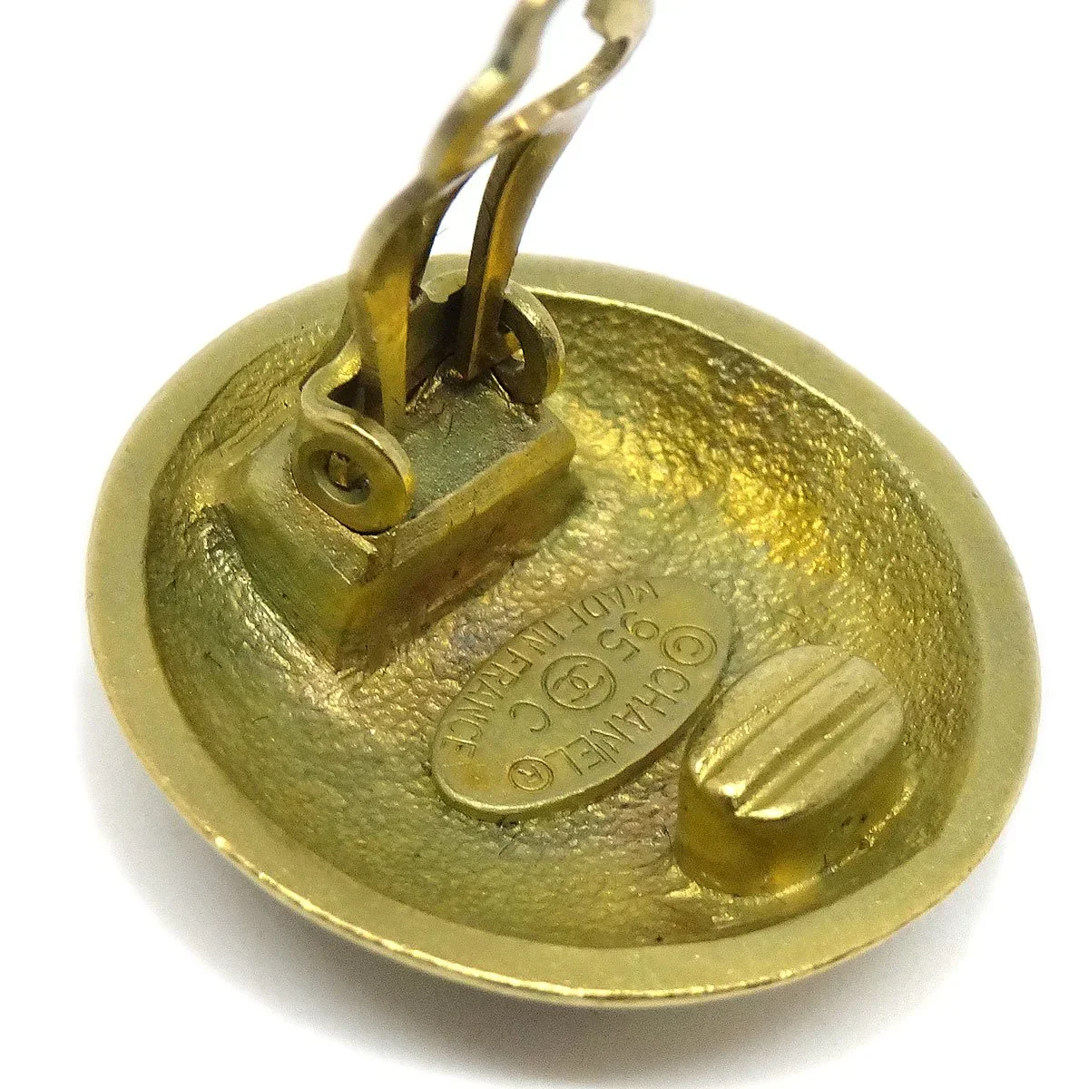 CHANEL 1995 Button Earrings Gold - Image 4