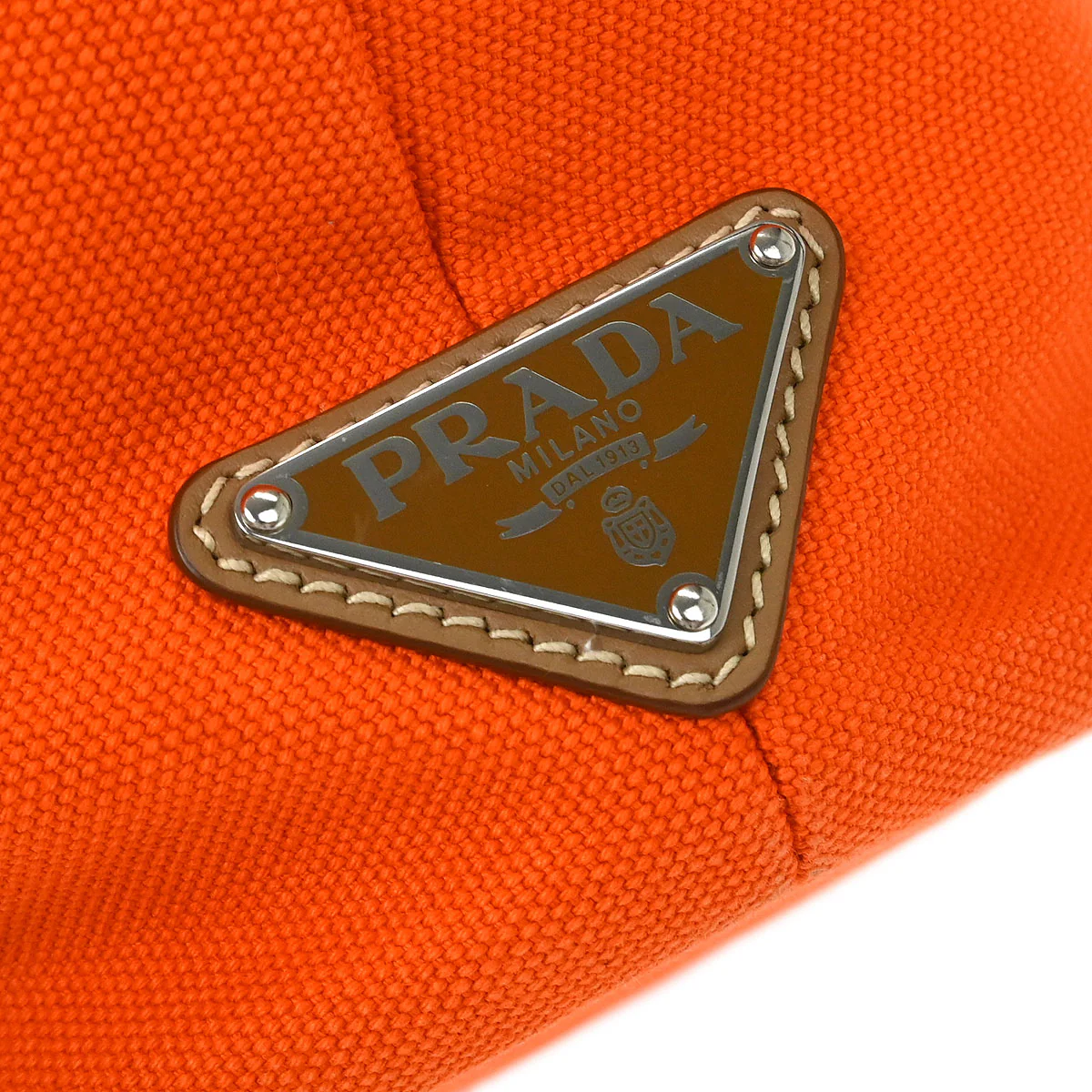 Prada Orange Canvas Canapa 2way Shoulder Tote Handbag - Image 4