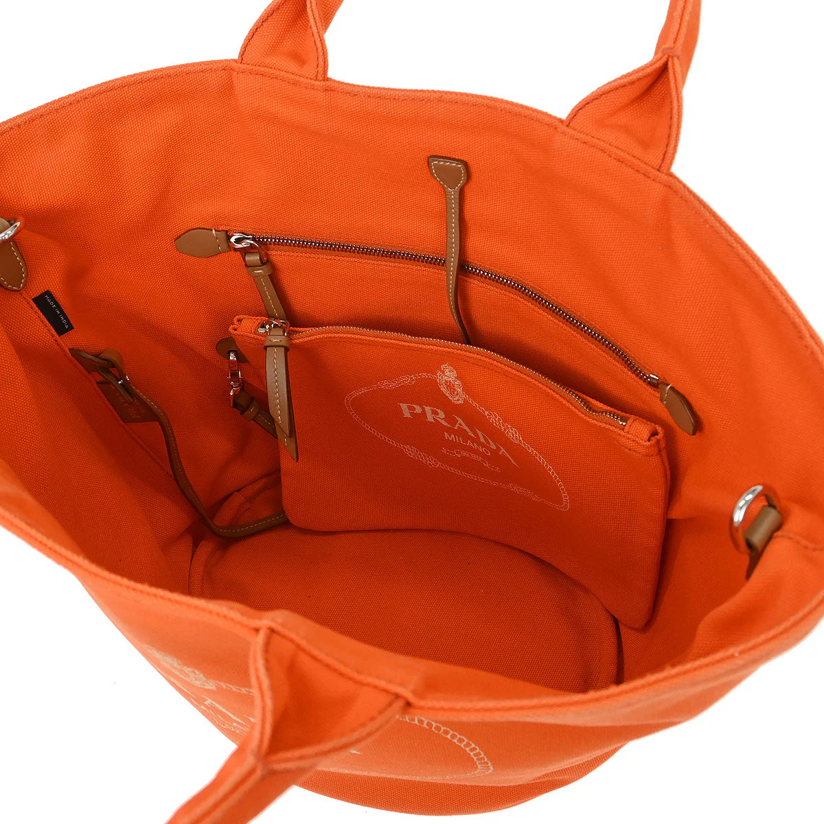 Prada Orange Canvas Canapa 2way Shoulder Tote Handbag - Image 7