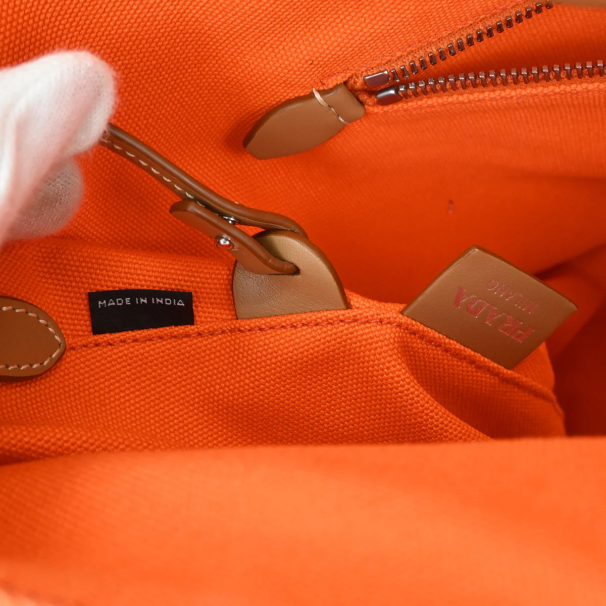 Prada Orange Canvas Canapa 2way Shoulder Tote Handbag - Image 8