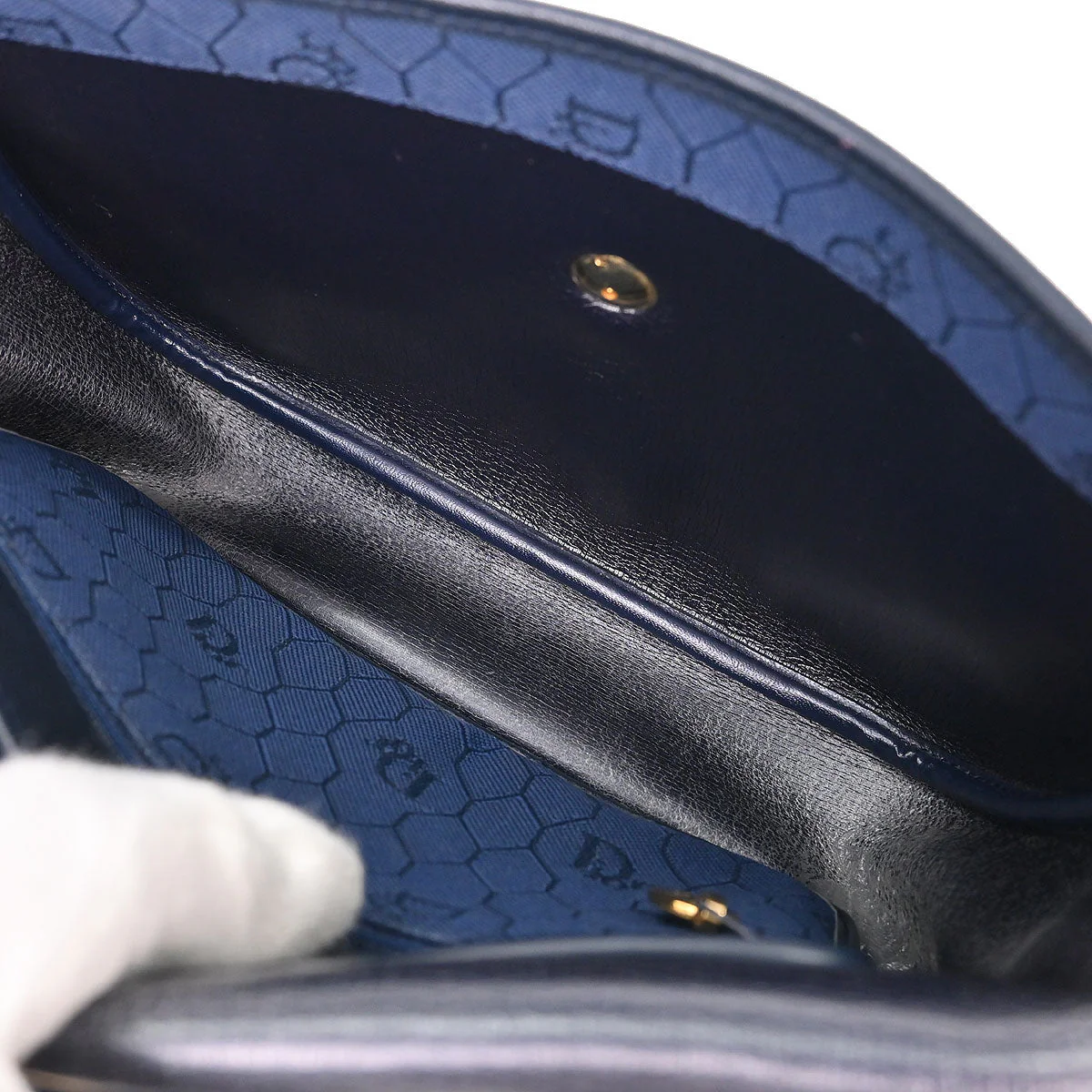 Christian Dior Navy Honeycomb Shoulder Bag - Image 10