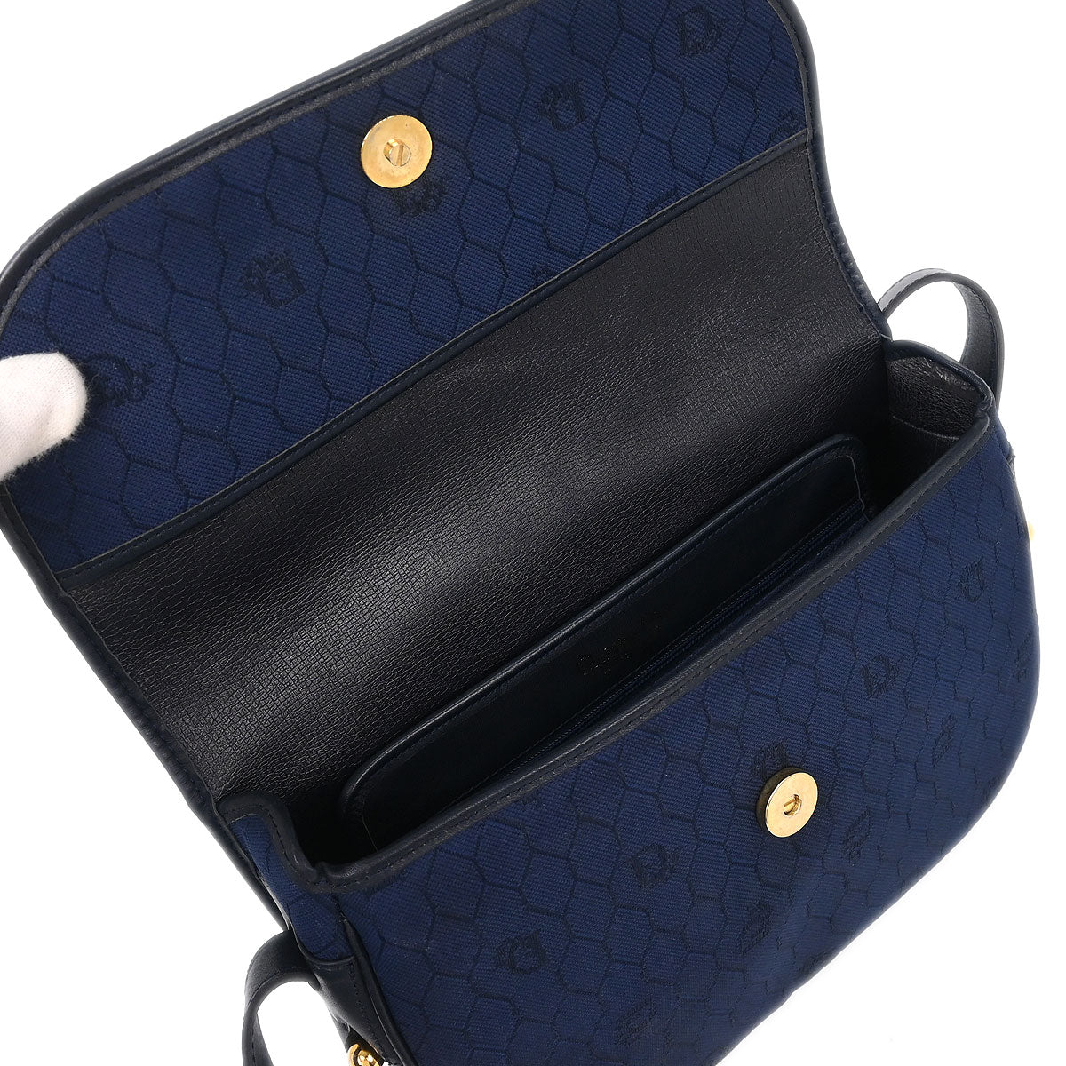Christian Dior Navy Honeycomb Shoulder Bag - Image 8