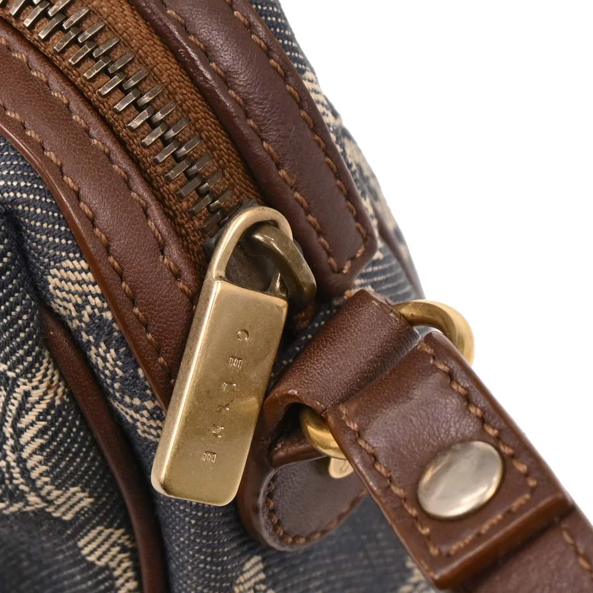 Celine Blue Denim Macadam Handbag - Image 7