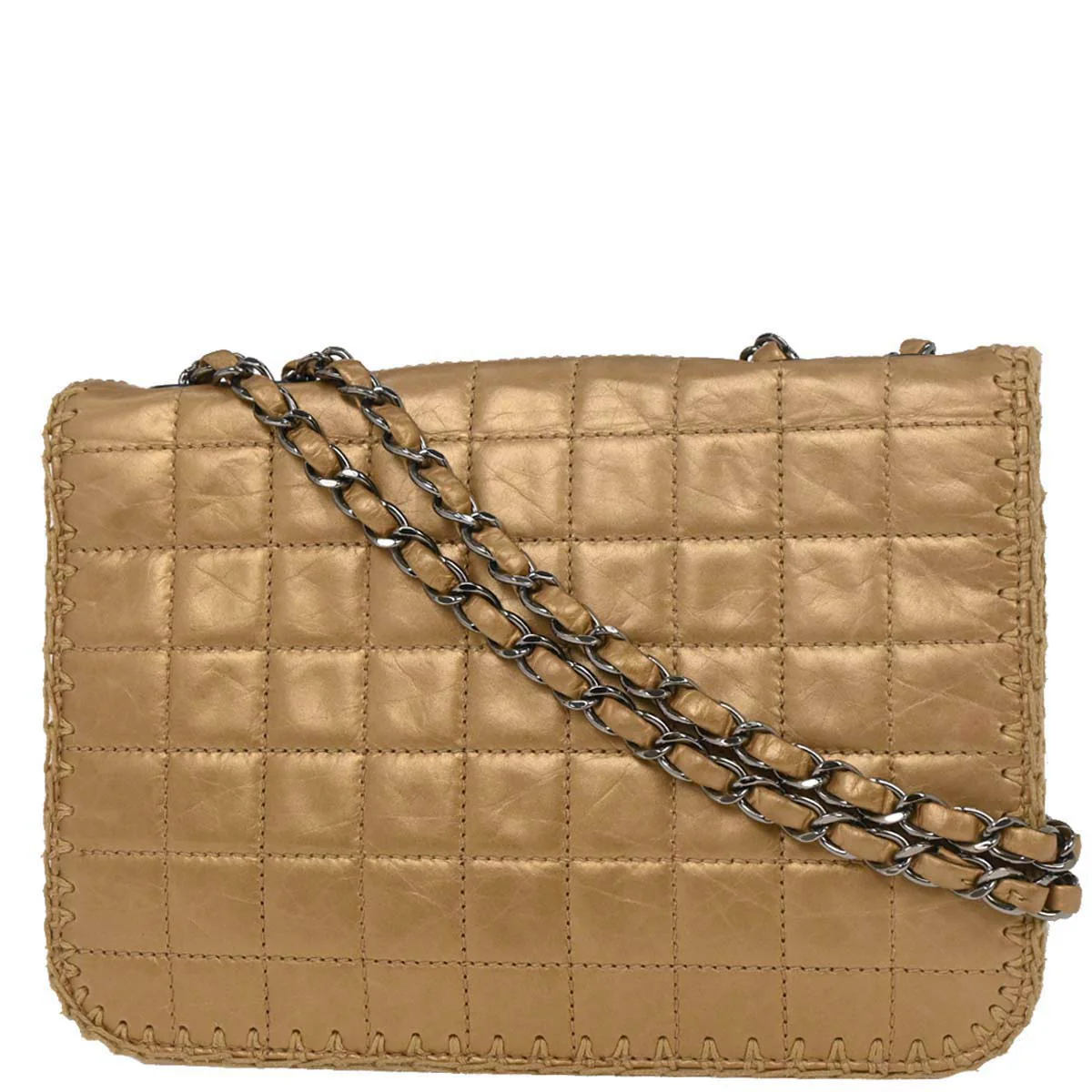 Chanel Gold Calfskin Mademoiselle Lock Shoulder Bag - Image 2