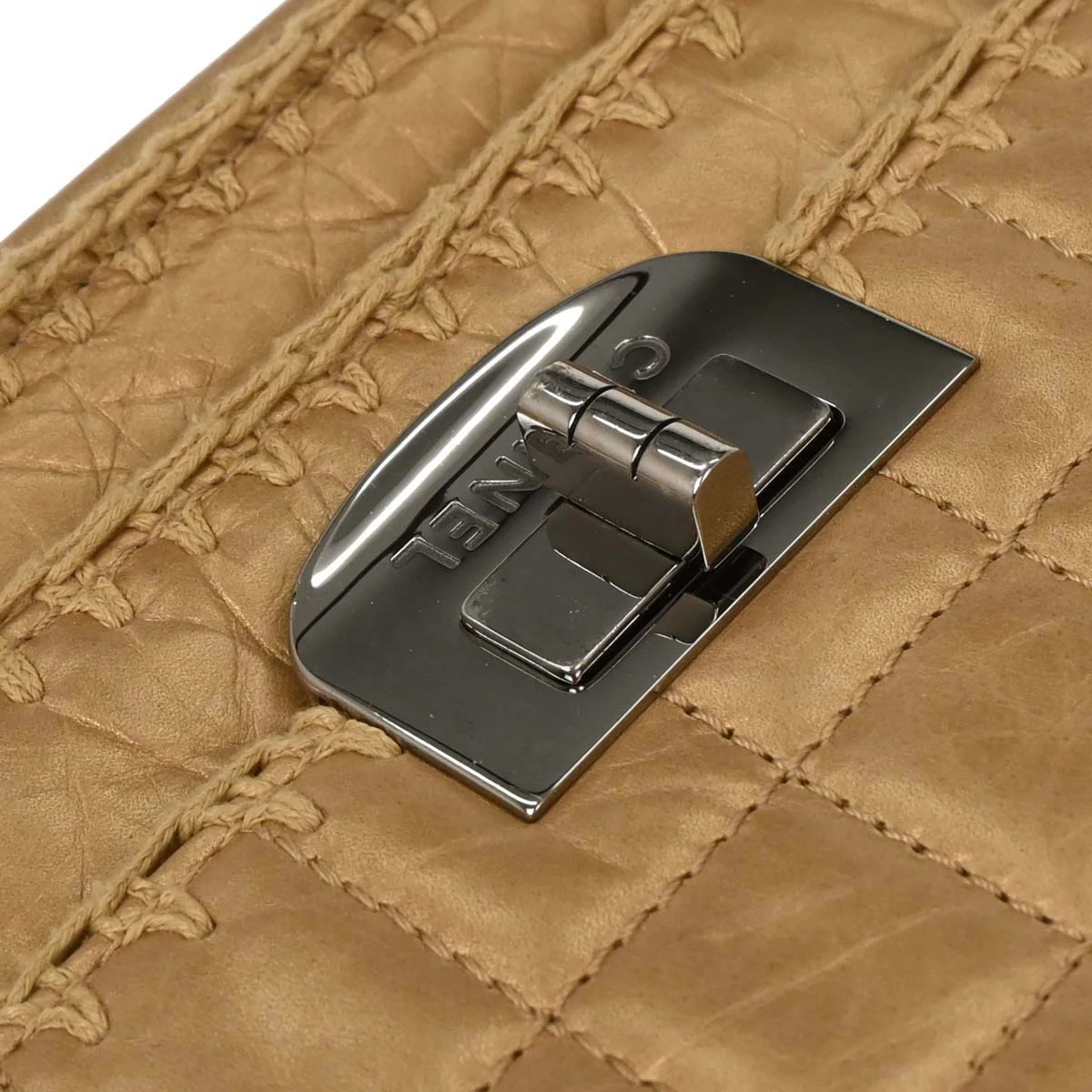 Chanel Gold Calfskin Mademoiselle Lock Shoulder Bag - Image 5
